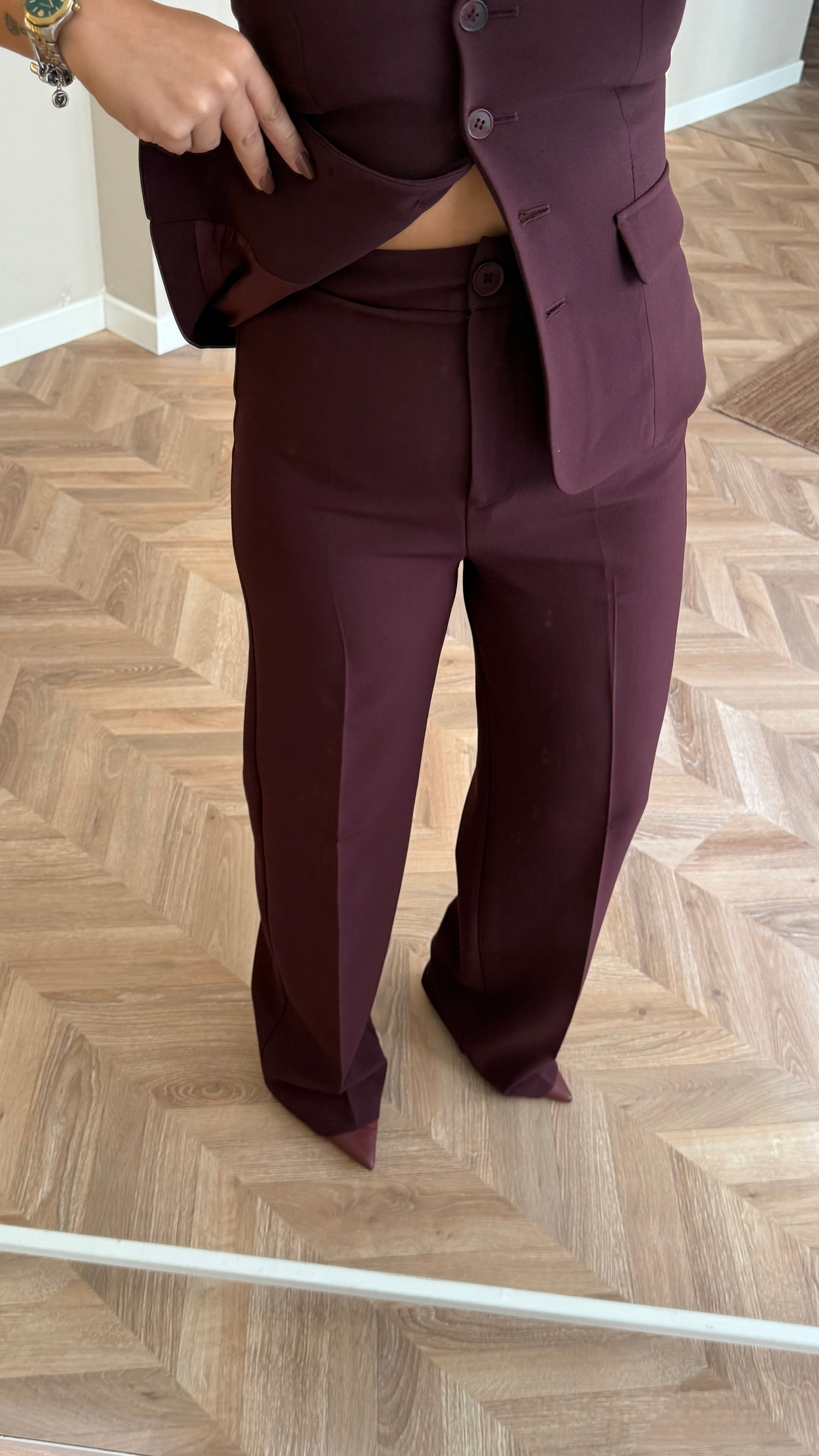 Bordo Kumaş Pantolon