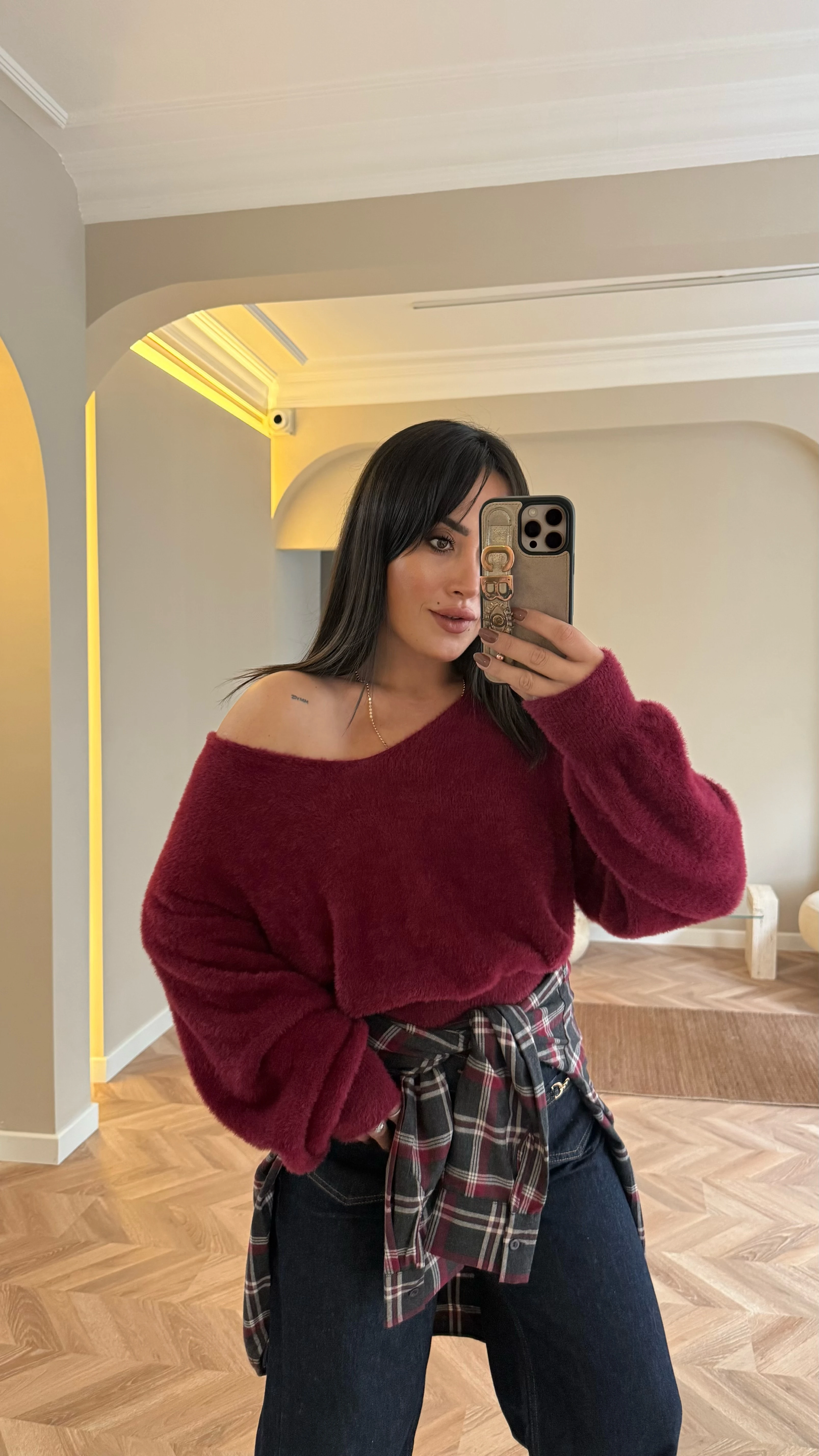 Angora Karışımlı Triko Bordo