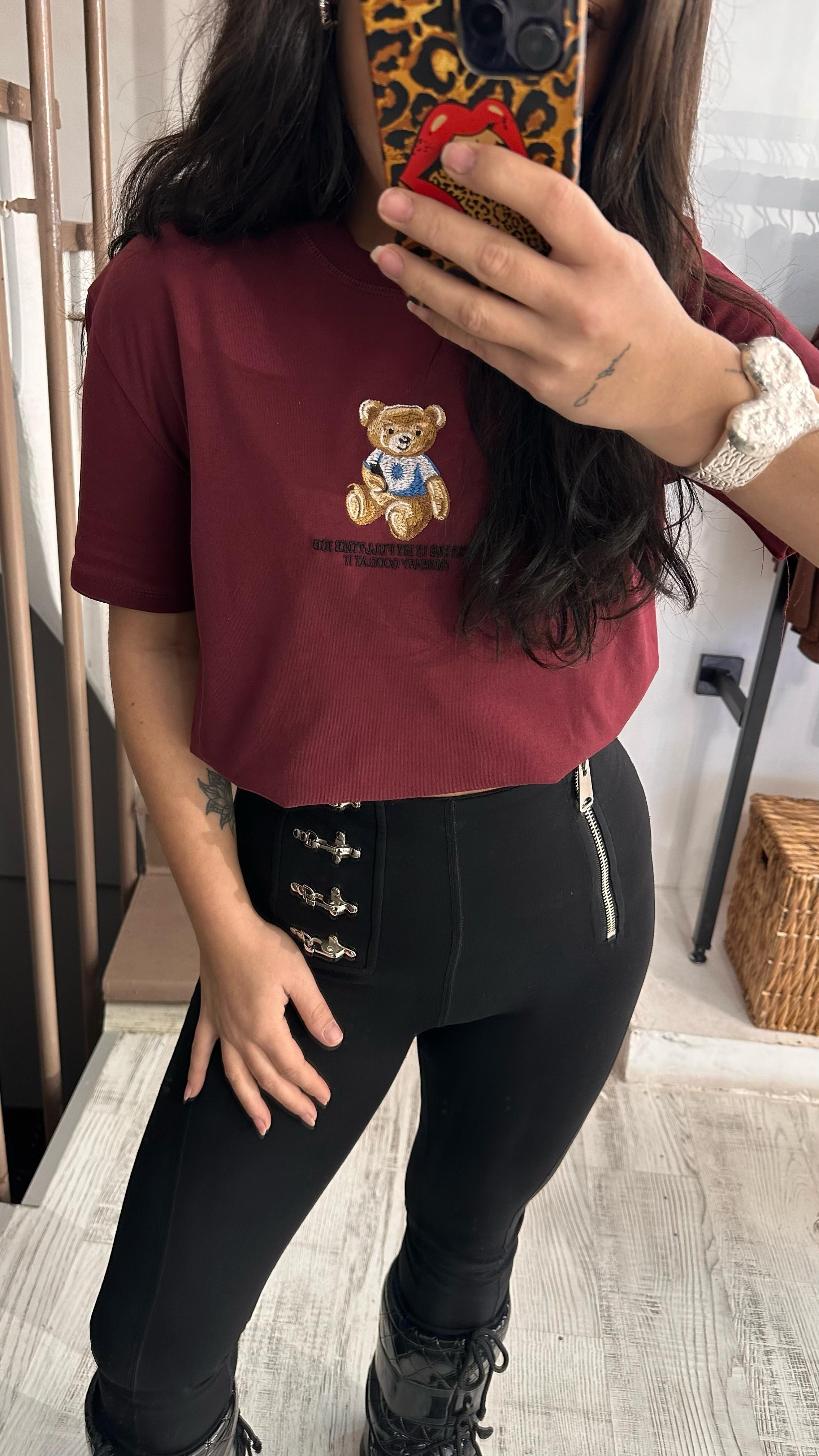 Teddy Pamuklu Tshirt Bordo