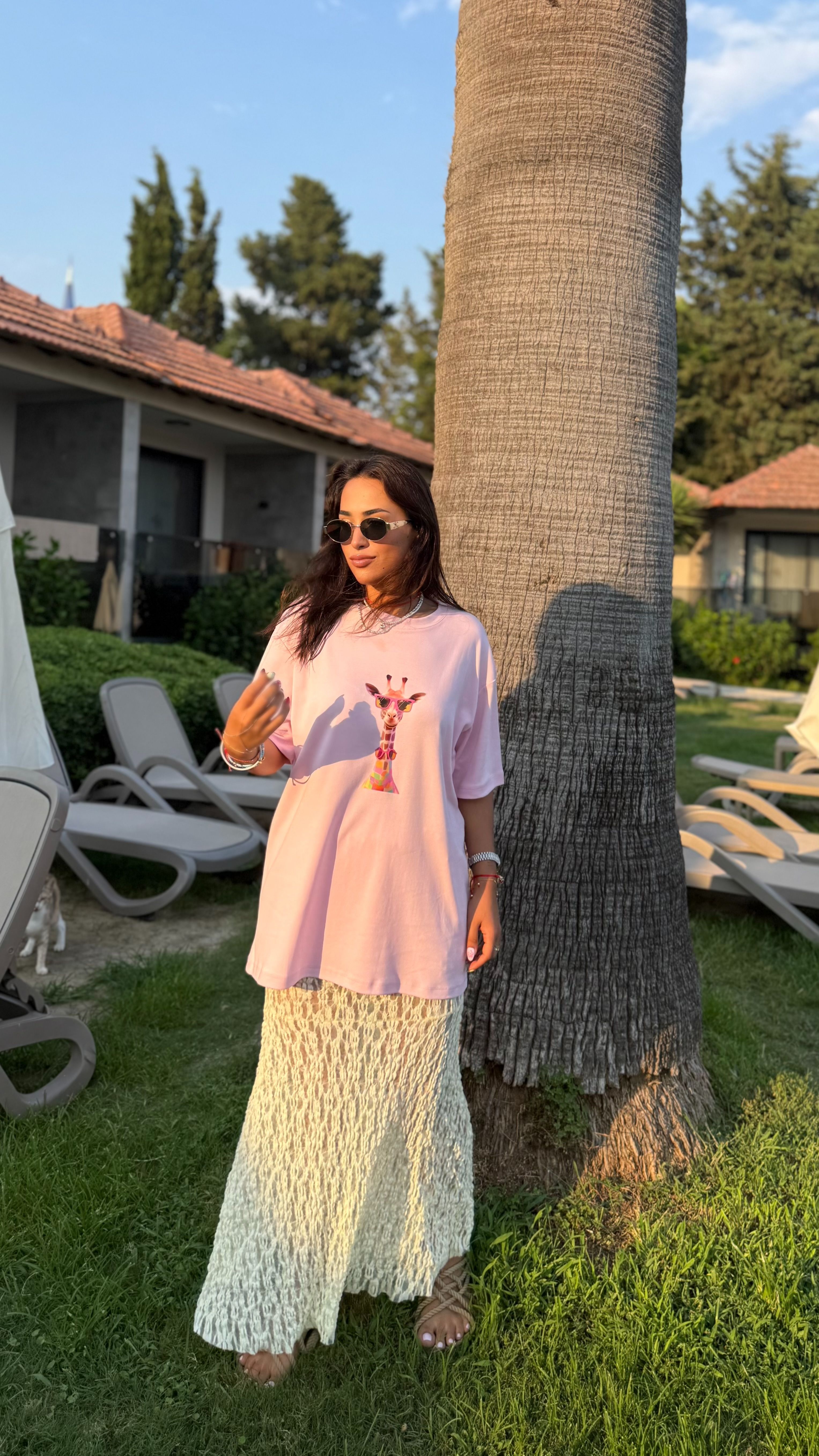 selinbasar.com özel Renkli Zürafa Basic Pembe