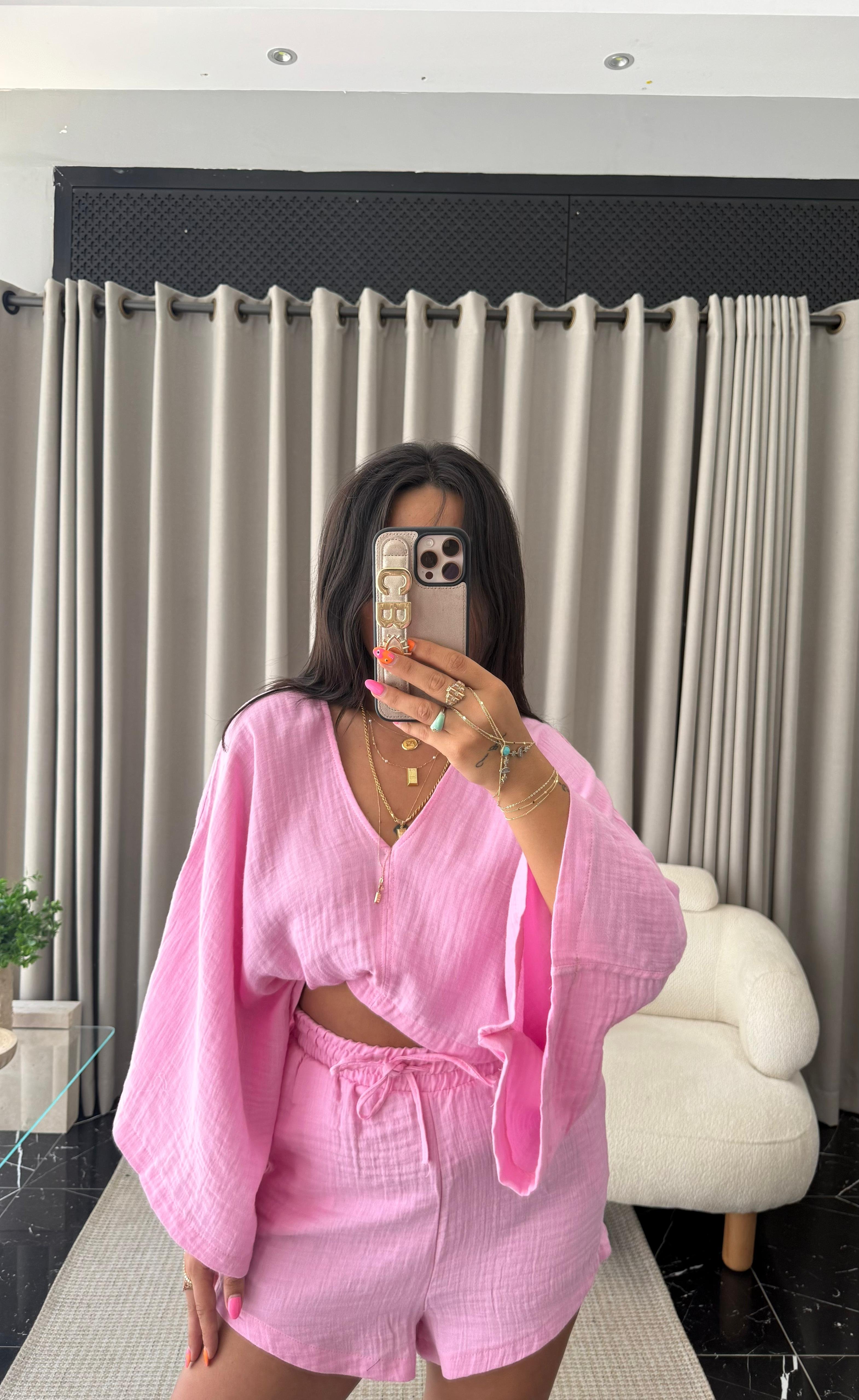 Müslin Panço Takım Pembe