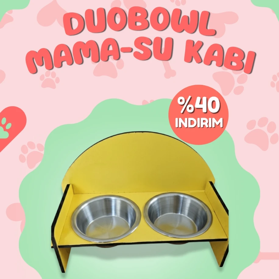 Pawleno DuoBowl – Çiftli Mama & Su Kabı - Sarı