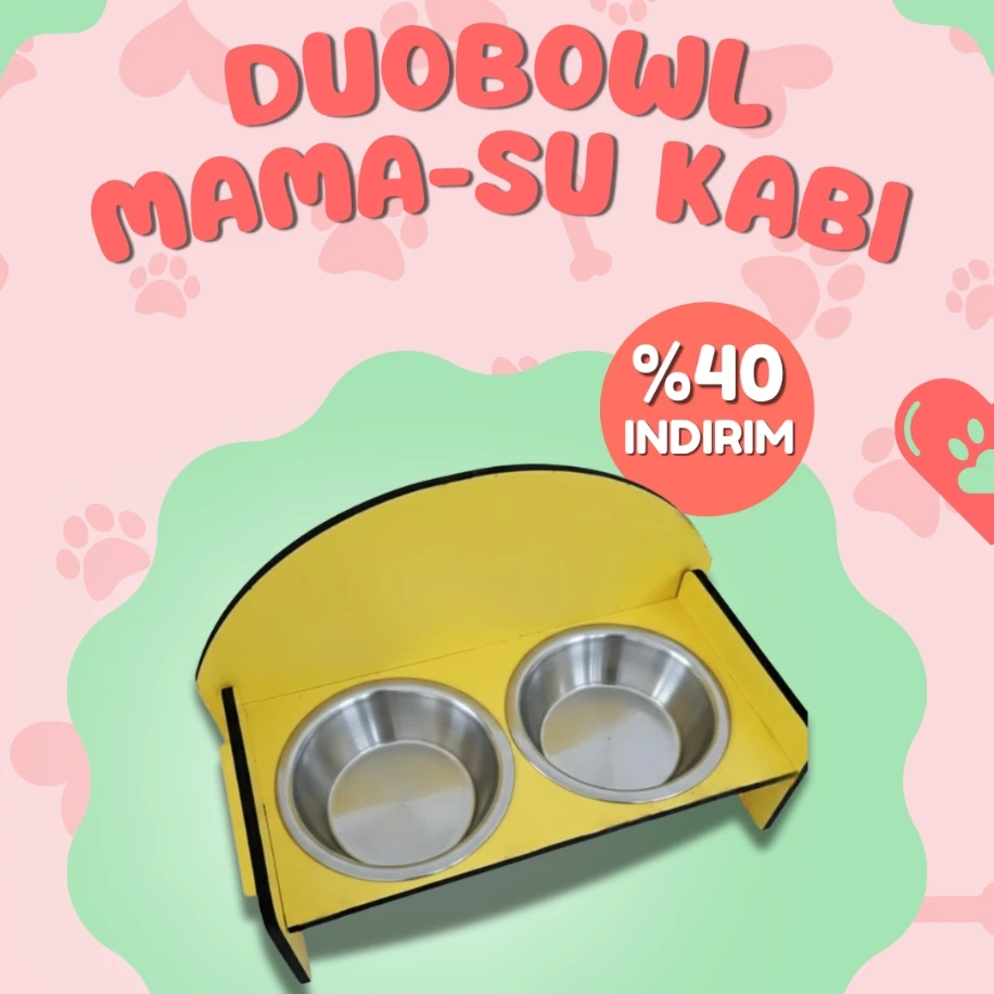 Pawleno DuoBowl – Çiftli Mama & Su Kabı - Sarı
