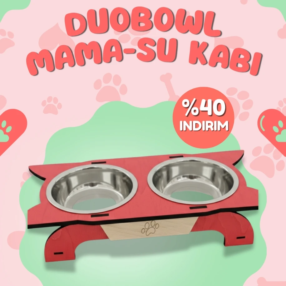 Pawleno DuoBowl – Çiftli Mama & Su Kabı- Kırmızı