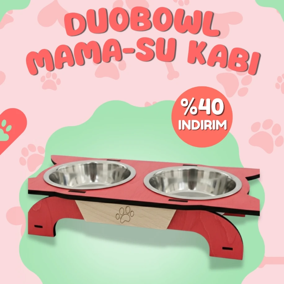 Pawleno DuoBowl – Çiftli Mama & Su Kabı- Kırmızı