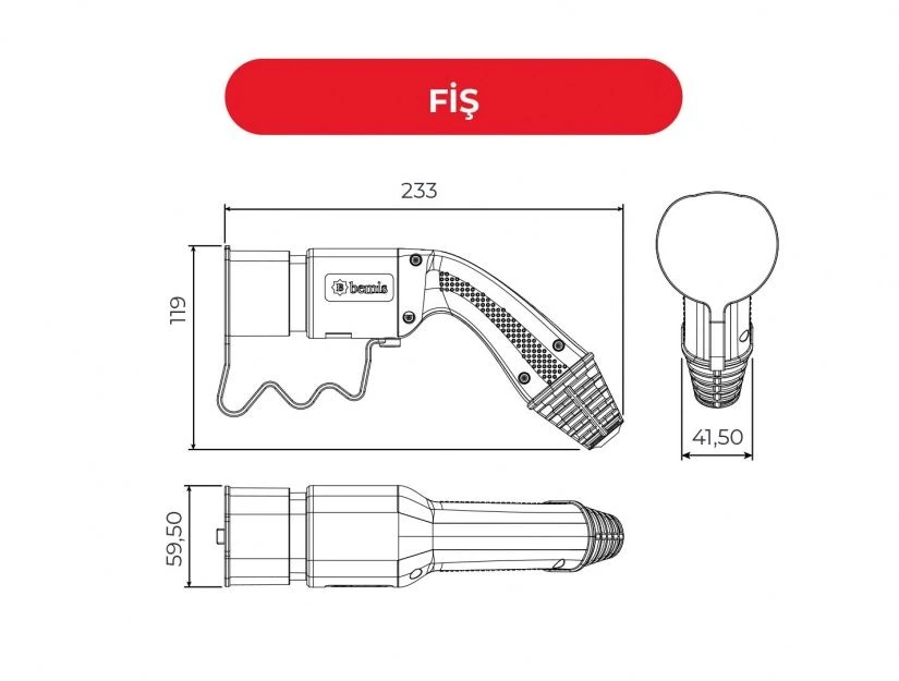 Elektrikli Araç Şarj Kablosu Priz + Fiş Seti - 8m Trifaze 20A Kablolu Şarj Seti
