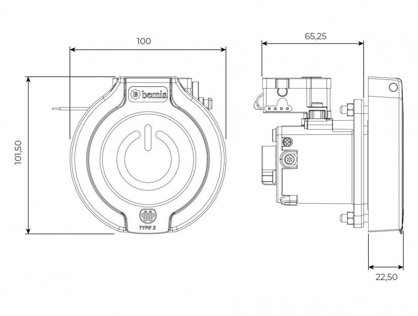 Elektrikli Araç Şarj Prizi Monofaze 16A 4 Noktadan Montajlı