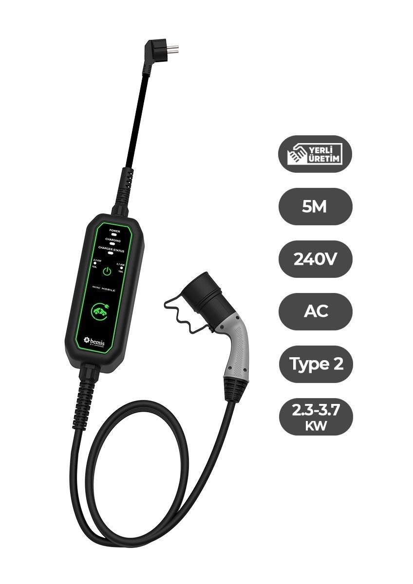 Bemis 2,3 - 3,7 kw Mini Mobil Araç Şarj Aleti 5 Metre BEV-111-0001