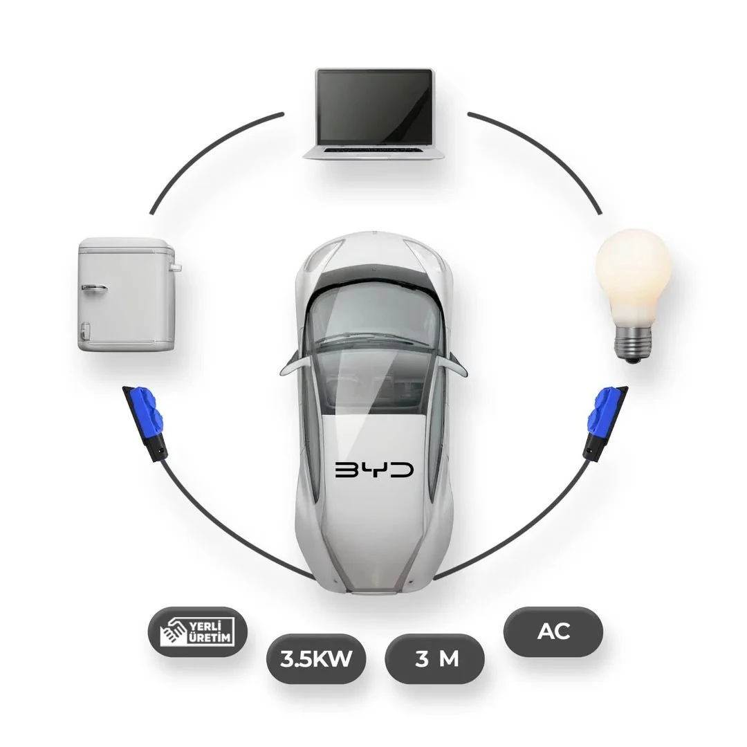 BYD Elektrikli Araçlardan Güç Alın: V2L 2'li Uzatma Priz Adaptör