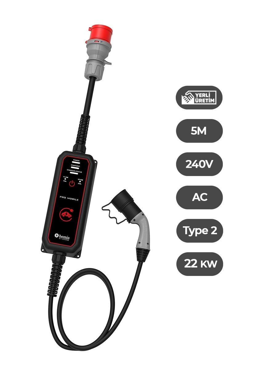 Bemis 11 - 22 kw Pro Mobil Araç Şarj Aleti 5 Metre BEV-2331-0001