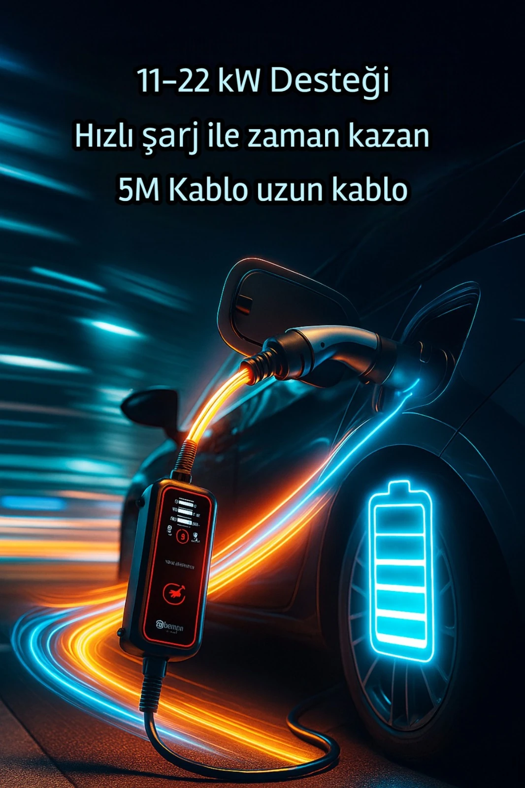 Bemis 11 - 22 kw Pro Mobil Araç Şarj Aleti 5 Metre