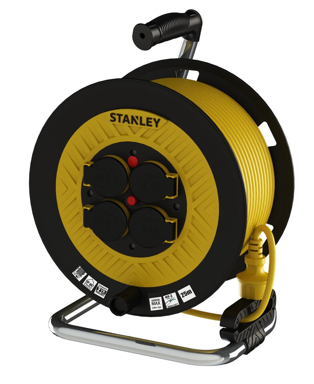 Stanley ST-P Serisi IP44 4 Soketli 50 Metre Makaralı Kablo / 3x1,5mm