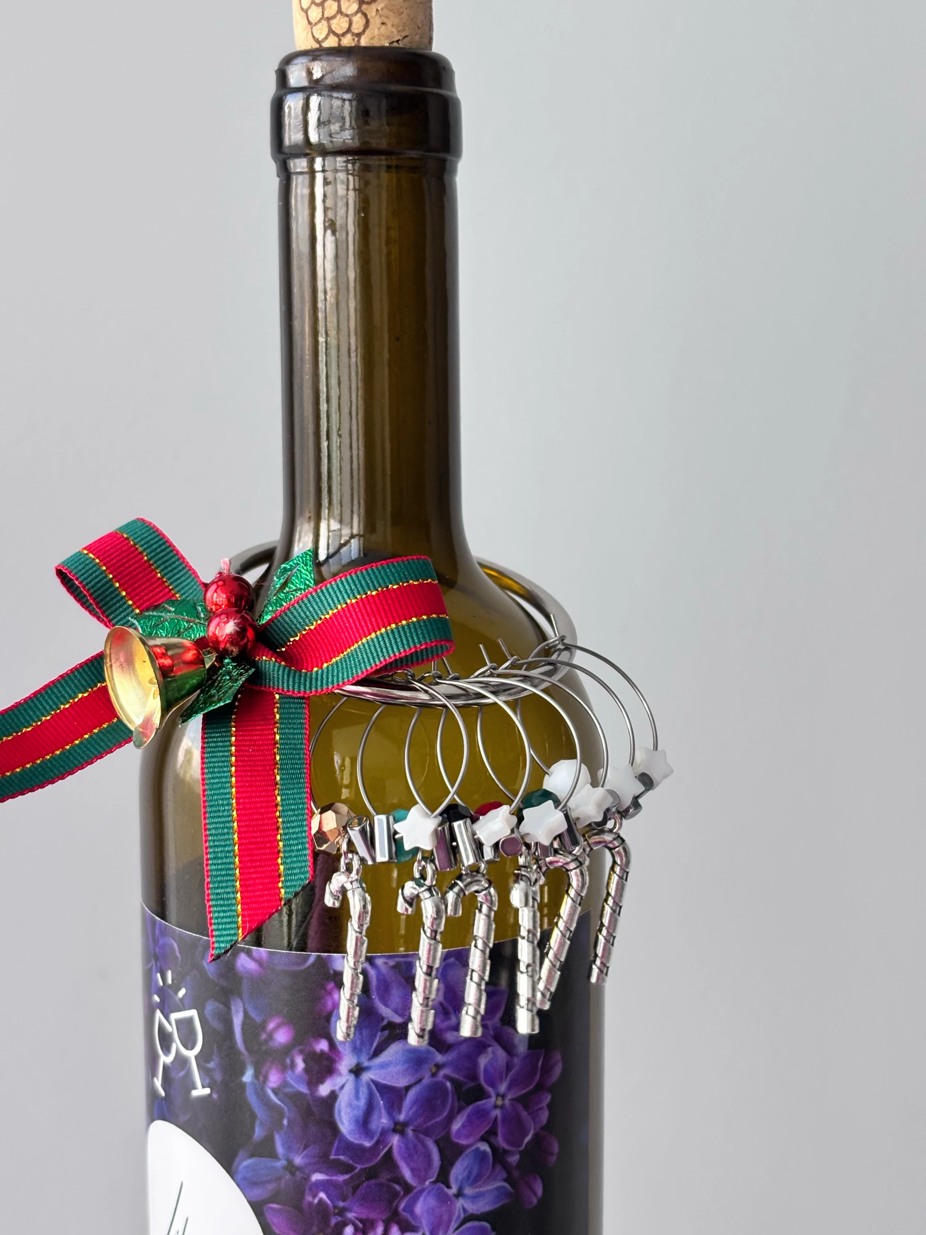 Lilac 6'lı Kadeh İşaretleyici Tasarım Set - Yeni Yıl Baston Şekerler