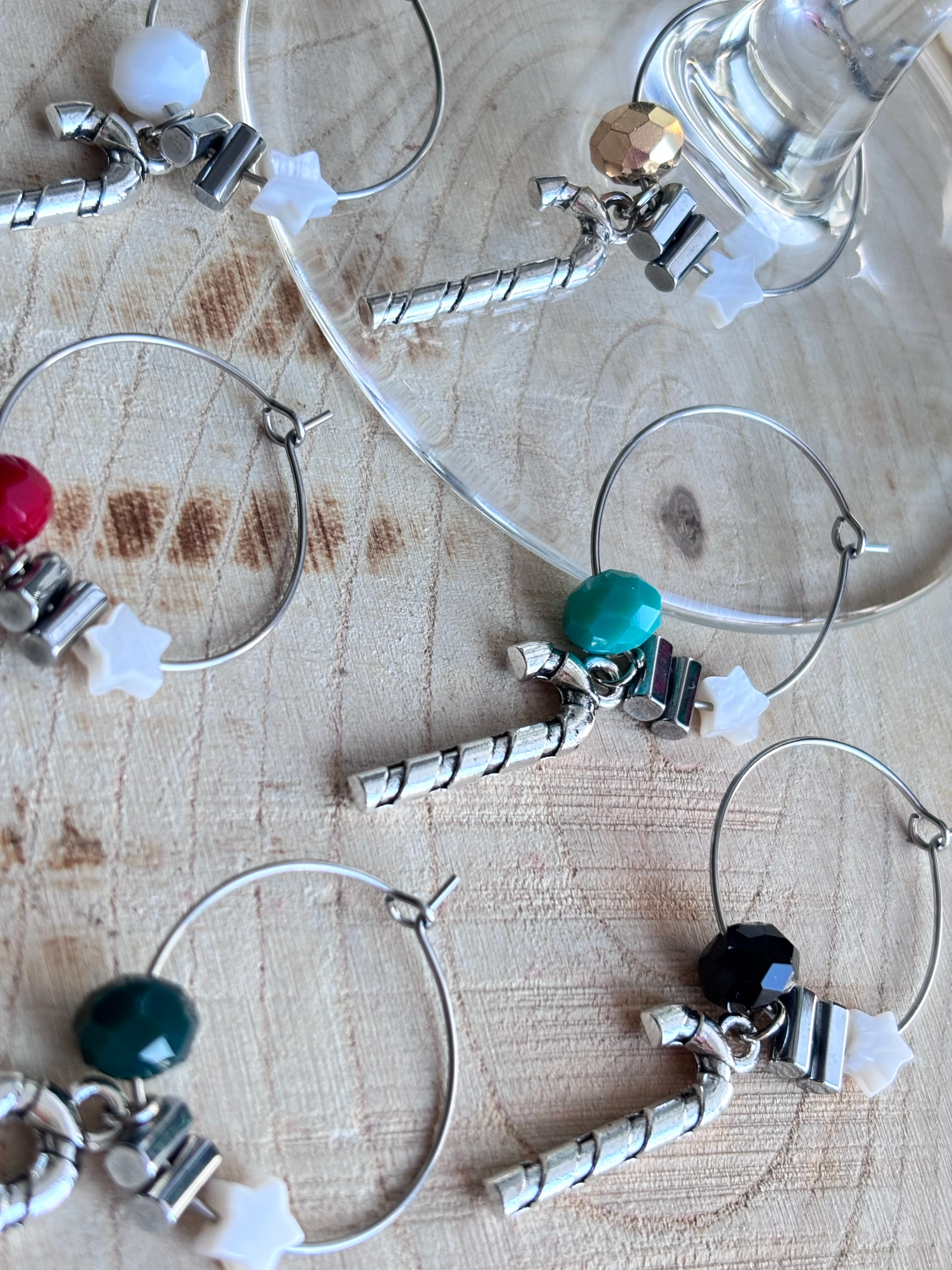 Lilac 6'lı Kadeh İşaretleyici Tasarım Set - Yeni Yıl Baston Şekerler