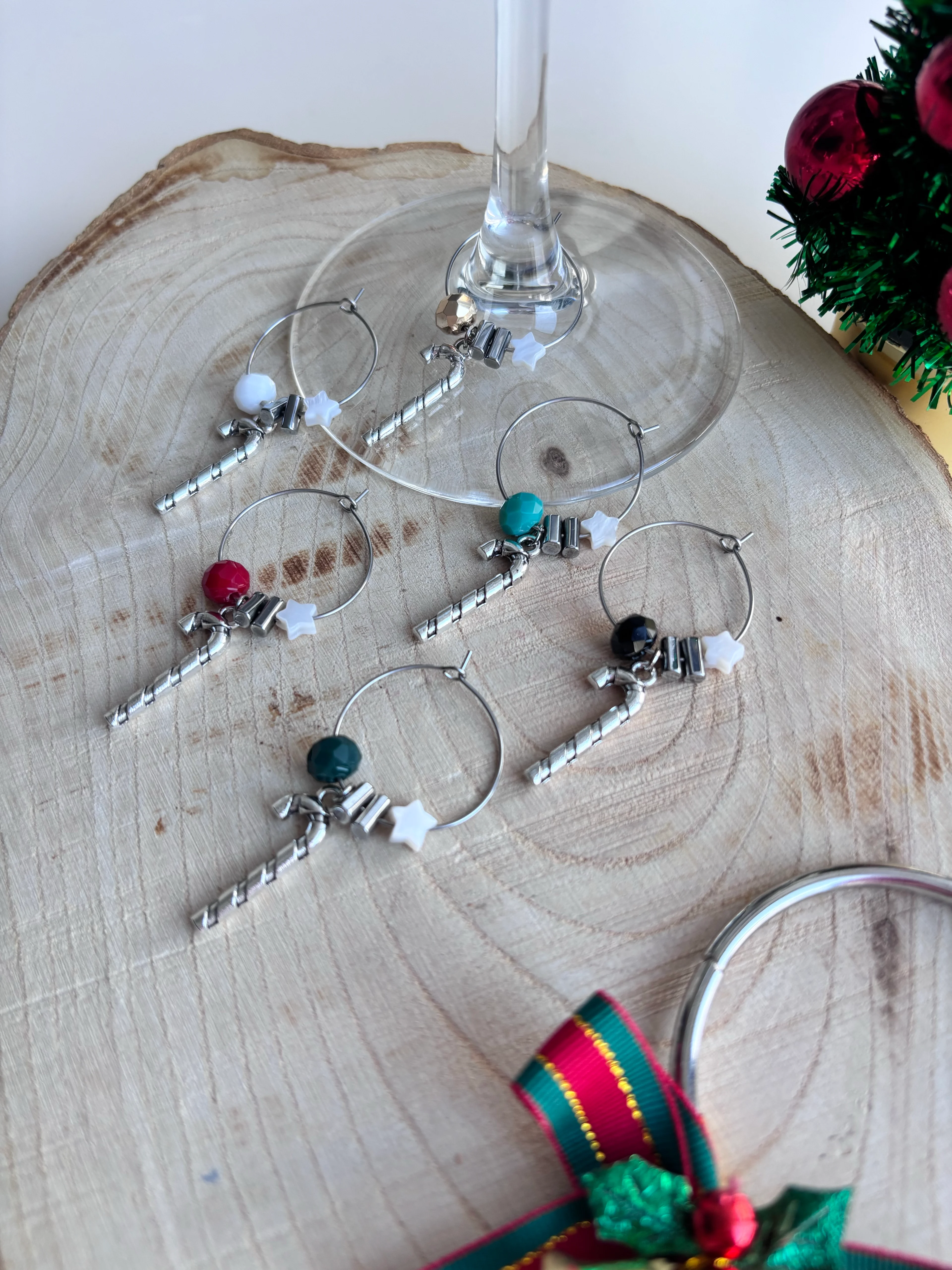 Lilac 6'lı Kadeh İşaretleyici Tasarım Set - Yeni Yıl Baston Şekerler