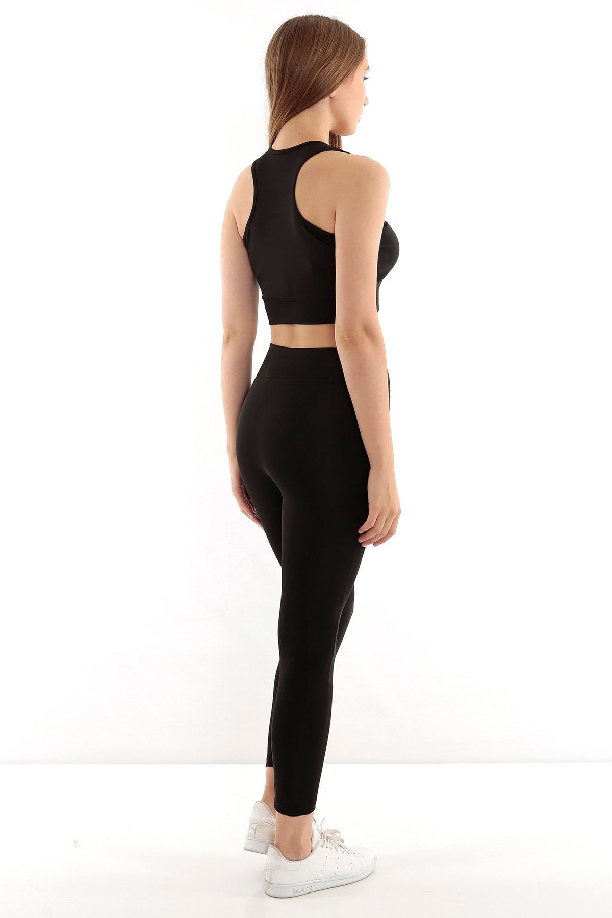 Kadın Siyah Yanı Çift Tüllü Toparlayıcı Sporcu Tayt