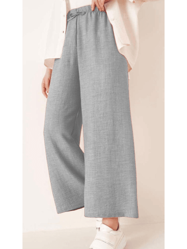 Kadın Sofia Keten Çift Cepli Bol Paça Pantolon