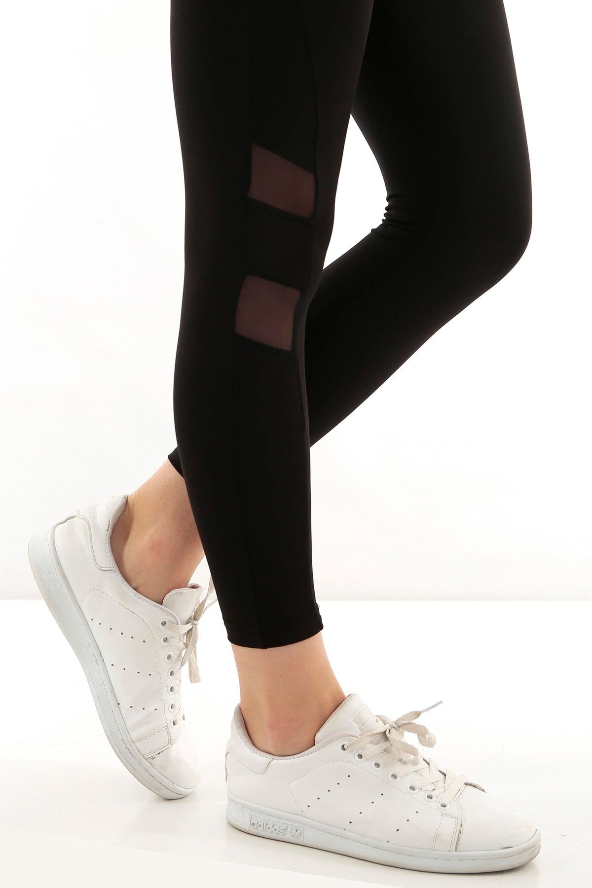 Kadın Siyah Yanı Çift Tüllü Toparlayıcı Sporcu Tayt