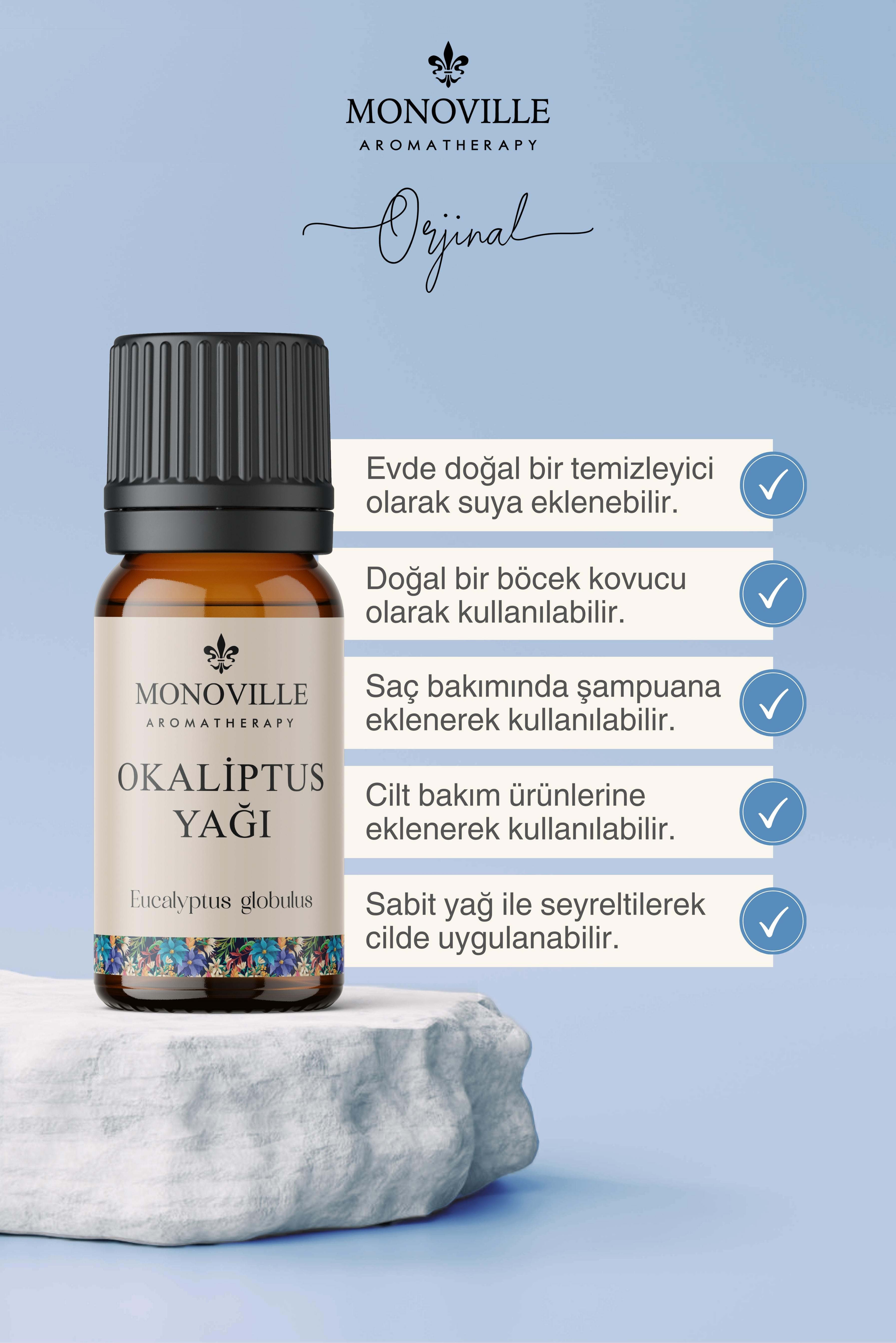 Monoville Okaliptus Uçucu Yağı 10 ml %100 Saf ve Doğal ( Eucalyptus Essential Oil )