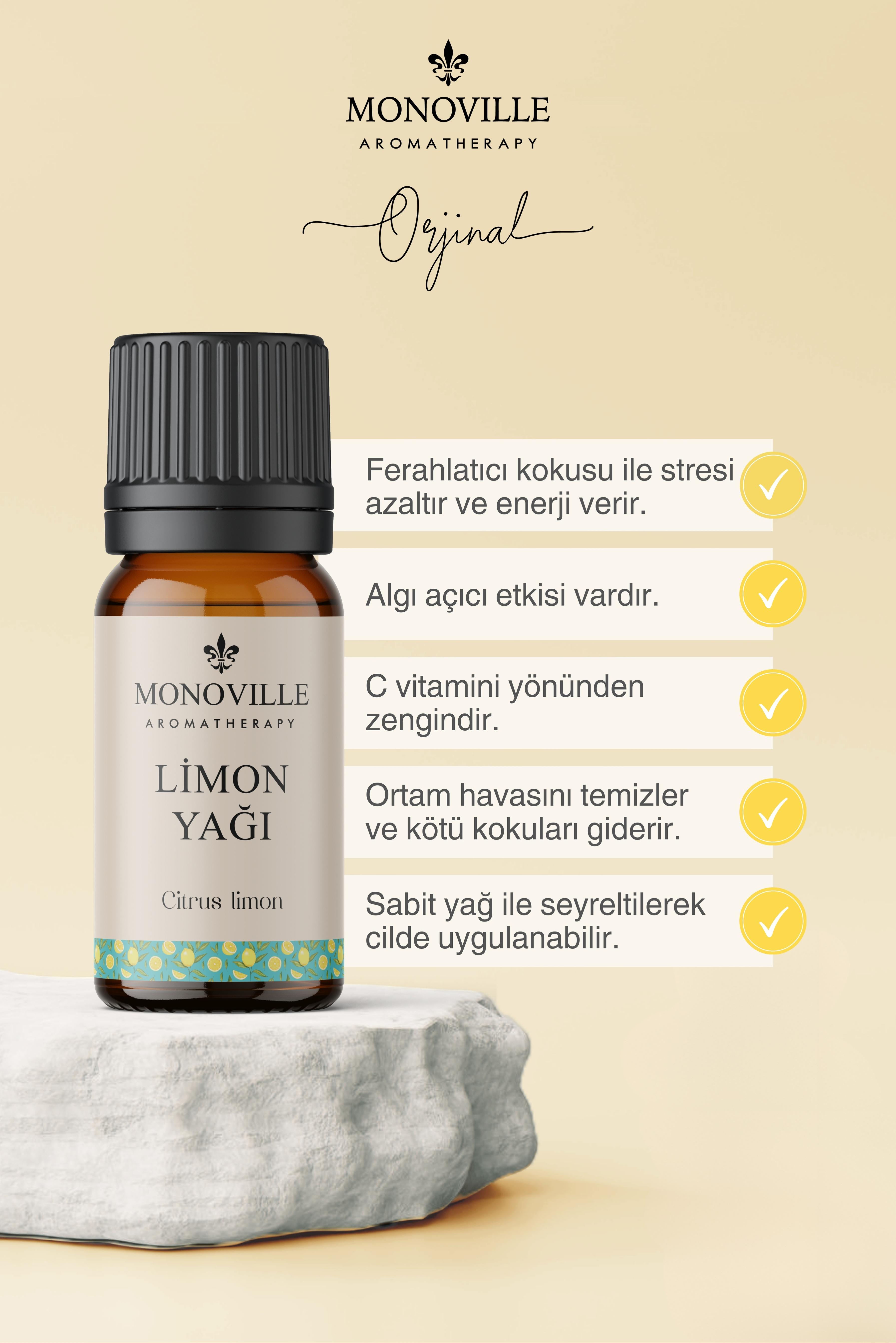 Monoville Limon Uçucu Yağı 10 ml %100 Saf ve Doğal ( Lemon Essential Oil )