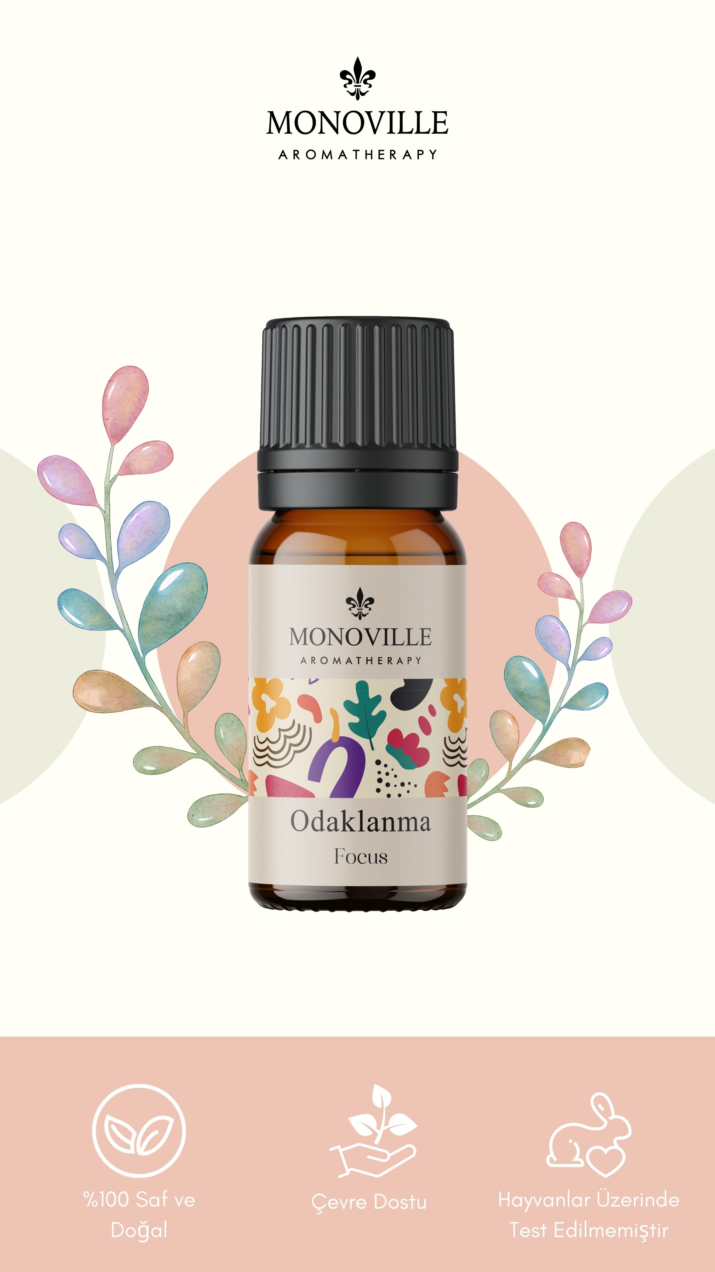 Monoville Odaklanma Uçucu Yağ Karışımı 10 ml %100 Doğal (Focus Essantial Oil Blend)