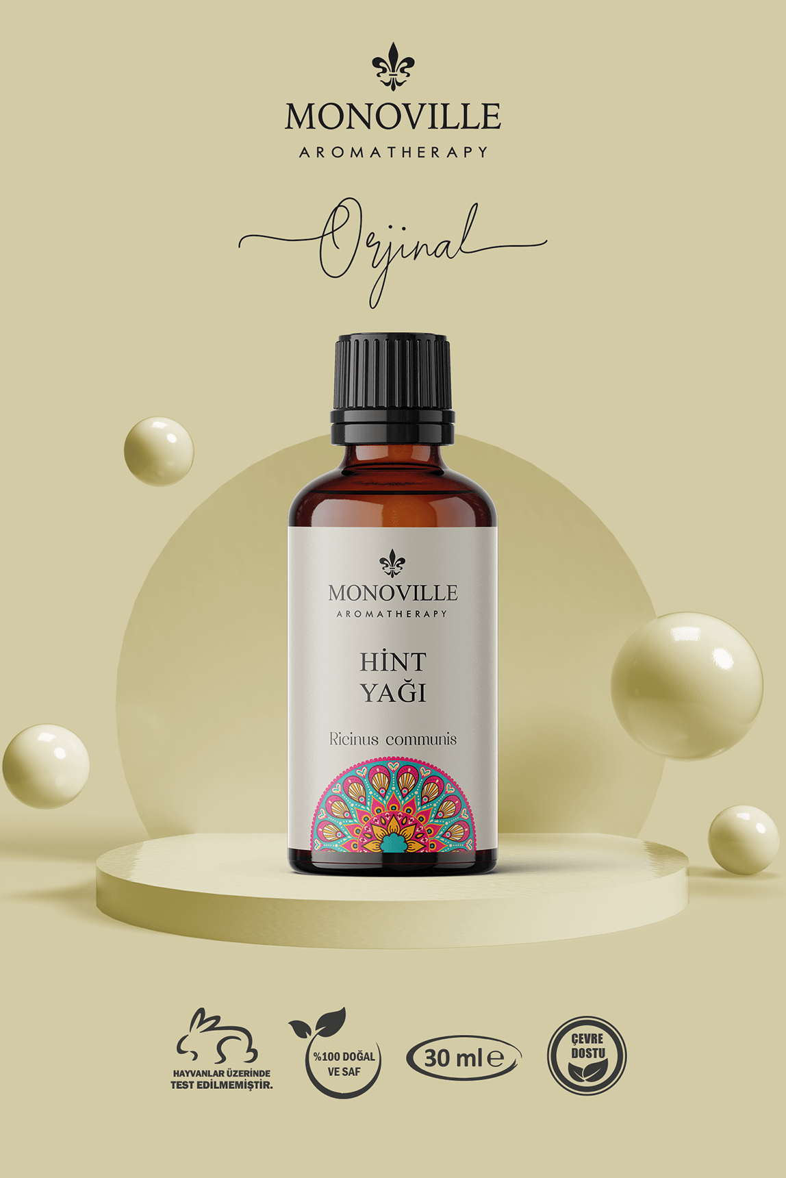 Monoville Hint Yağı (Yoğun Kıvamlı Yağ) 30 ml Soğuk Sıkım %100 Saf Ve Doğal (Castor Oil)