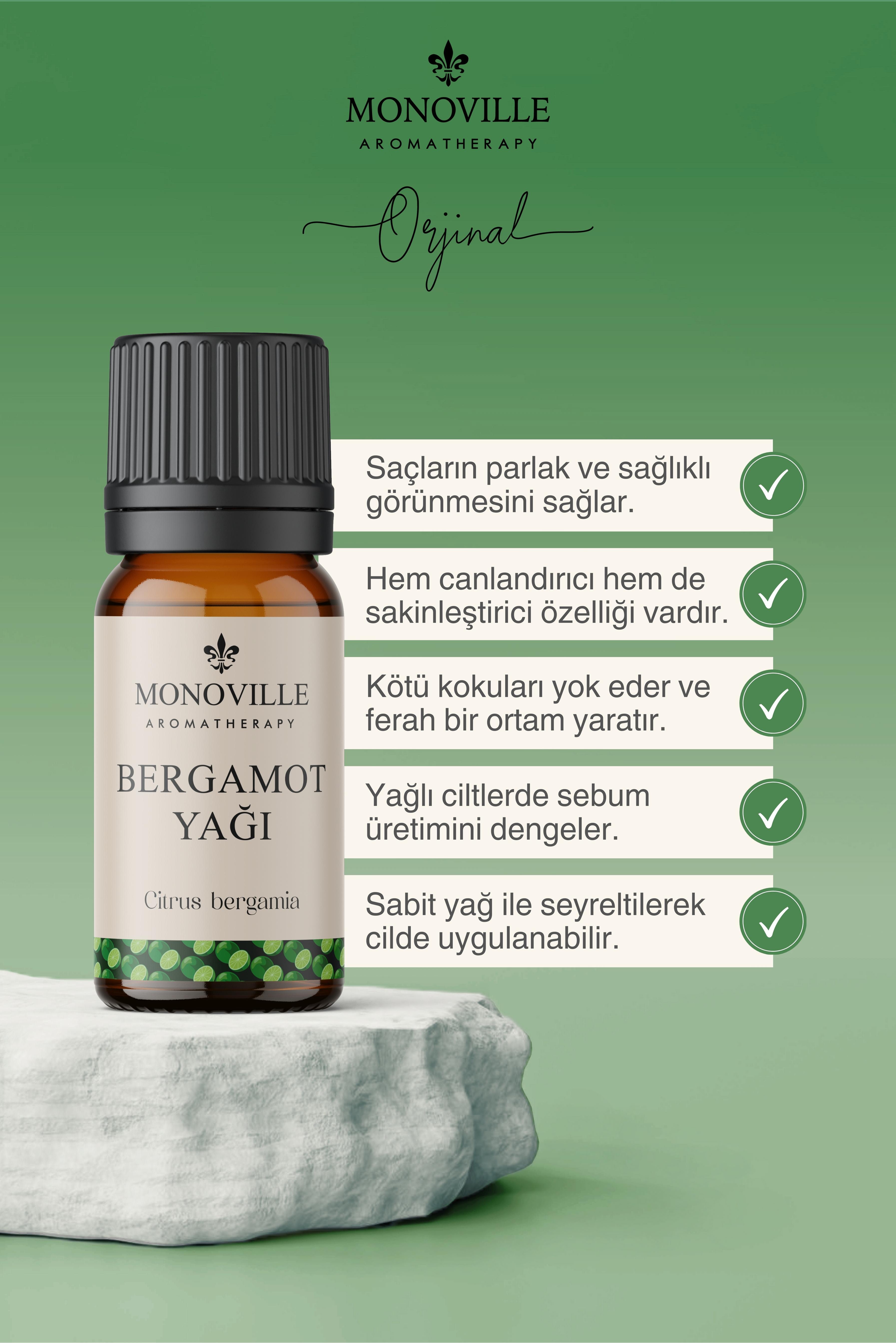 Monoville Bergamot Uçucu Yağı 10 ml %100 Saf ve Doğal ( Bergamot Essential Oil )