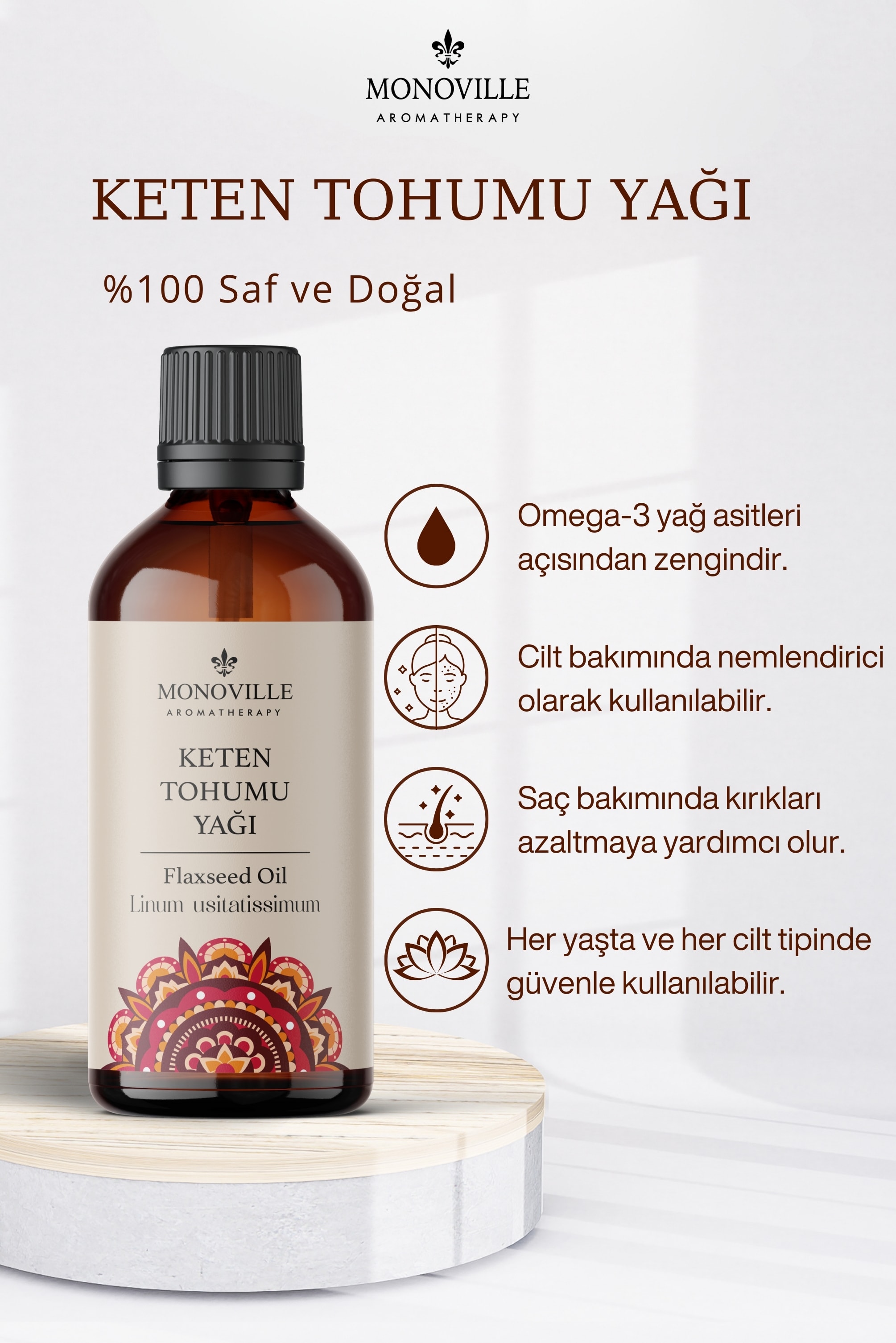 Keten Tohumu Yağı 100 ml %100 Saf ve Doğal (Flaxseed Oil)