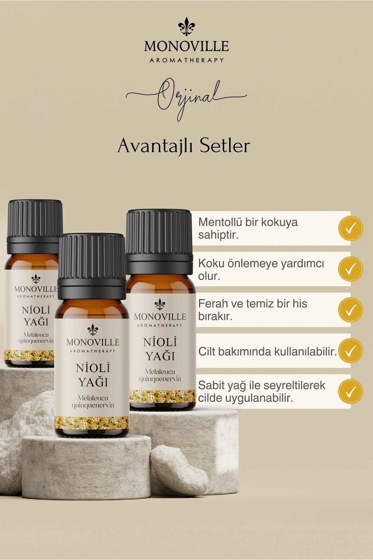 Nioli Uçucu Yağı 3'lü Set %100 Saf ve Doğal (Niaouli Essential Oil) 3x10 ml