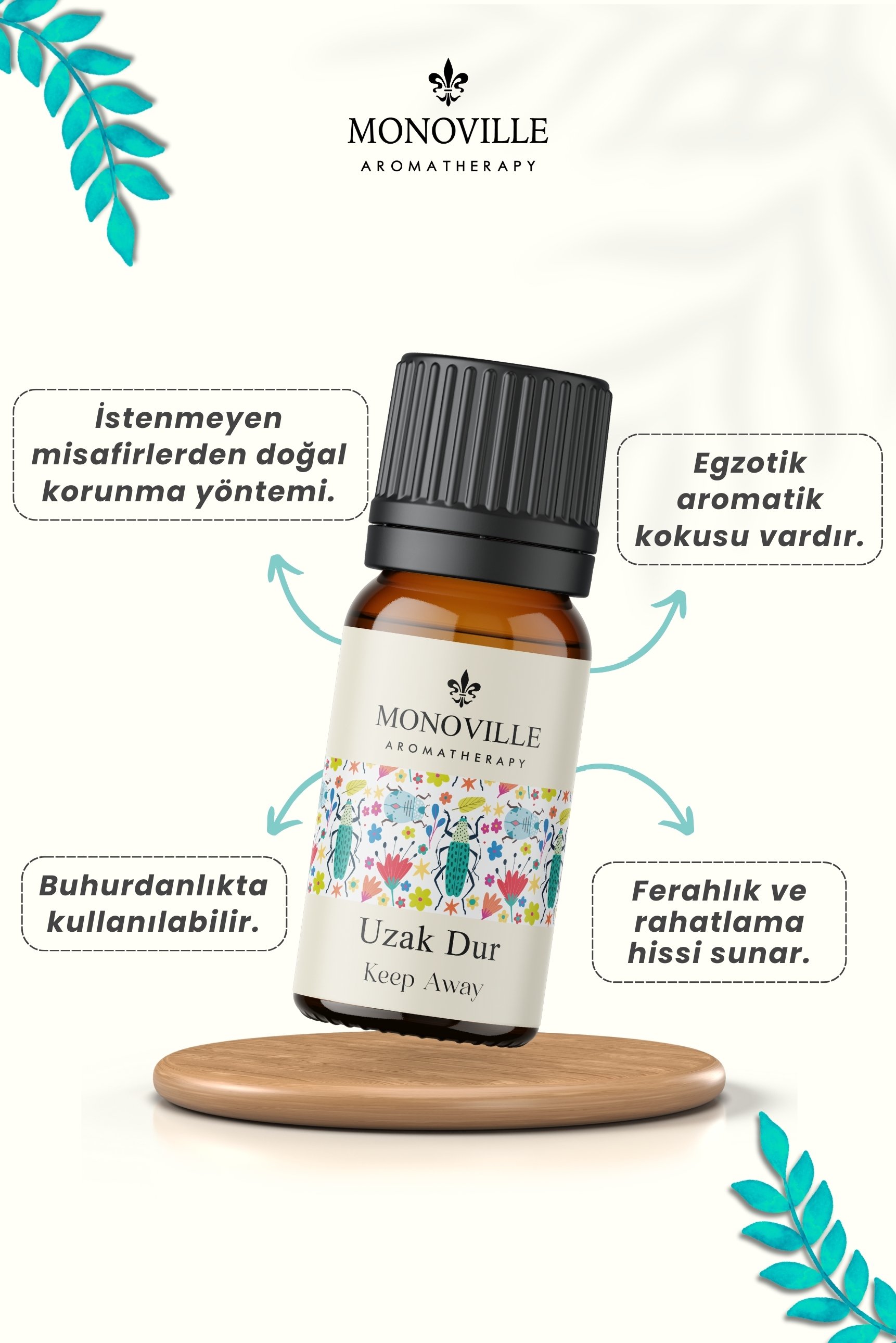 Monoville Uzak Dur Uçucu Yağ Karışımı 10 ml %100 Doğal (Keep Away Essantial Oil Blend)