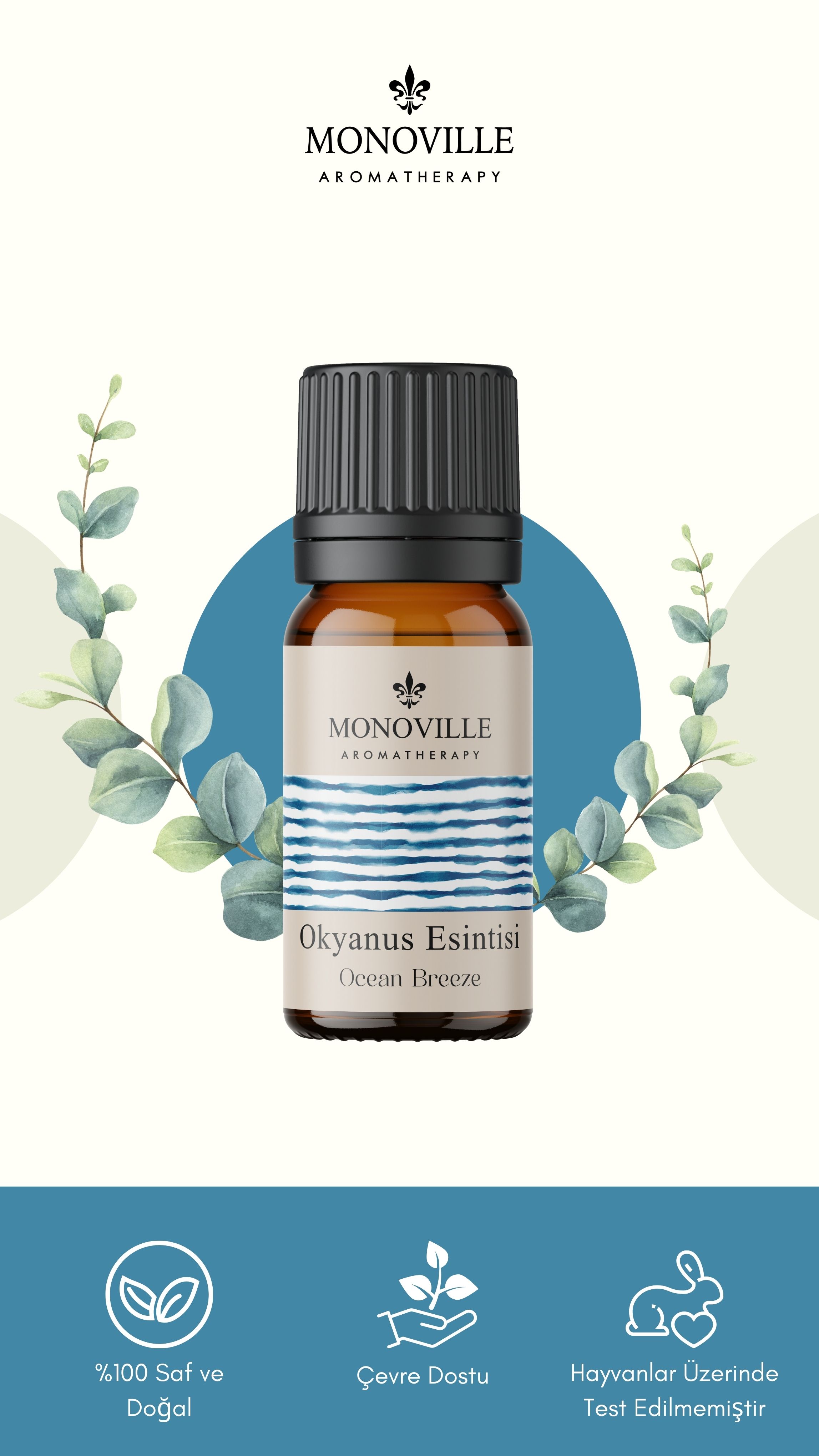 Monoville Okyanus Esintisi Uçucu Yağ Karışımı 10 ml %100 Doğal (Ocean Breeze Essantial Oil Blend)