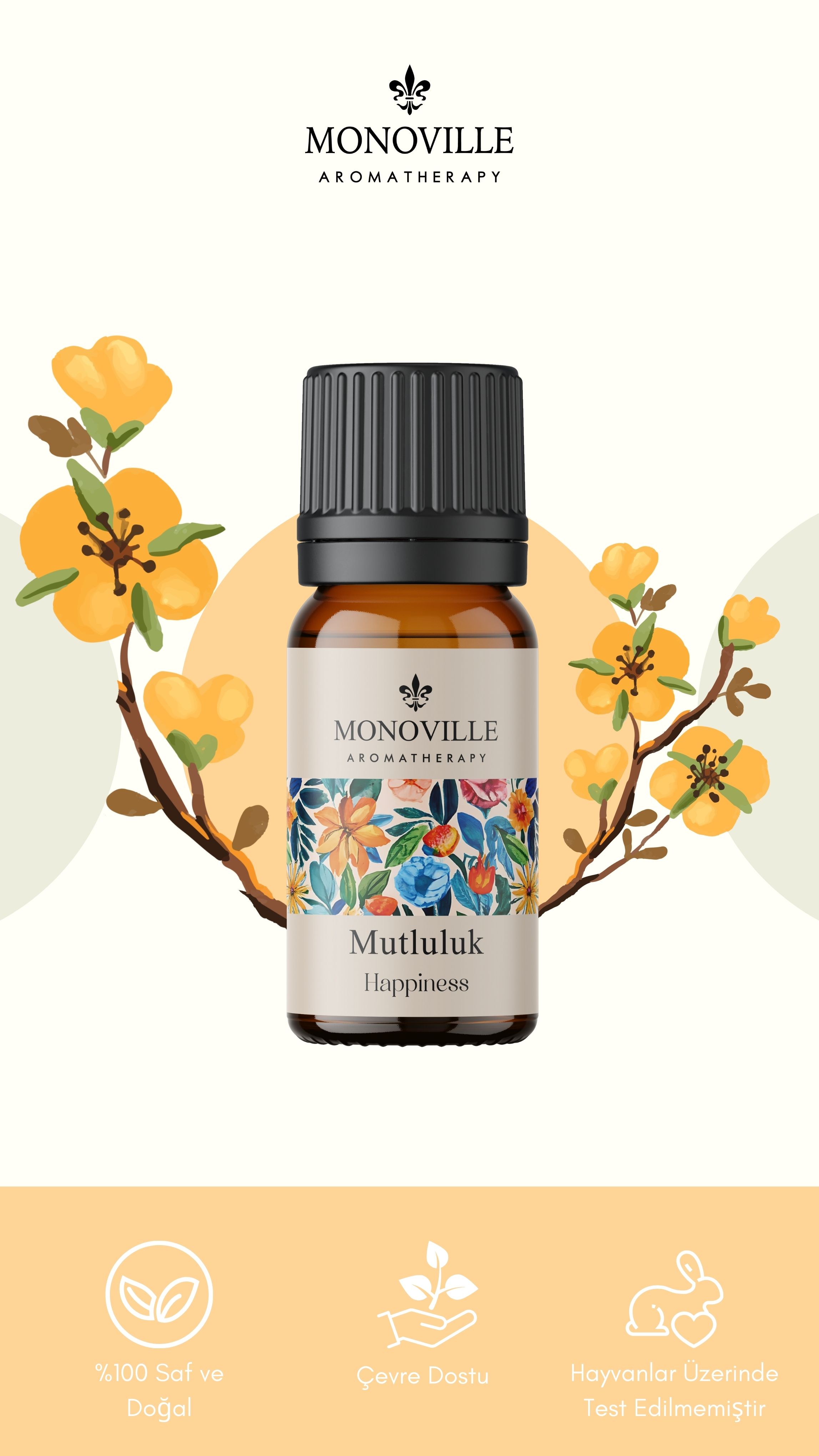 Monoville Mutluluk Uçucu Yağ Karışımı 10 ml %100 Doğal (Happiness Essantial Oil Blend)