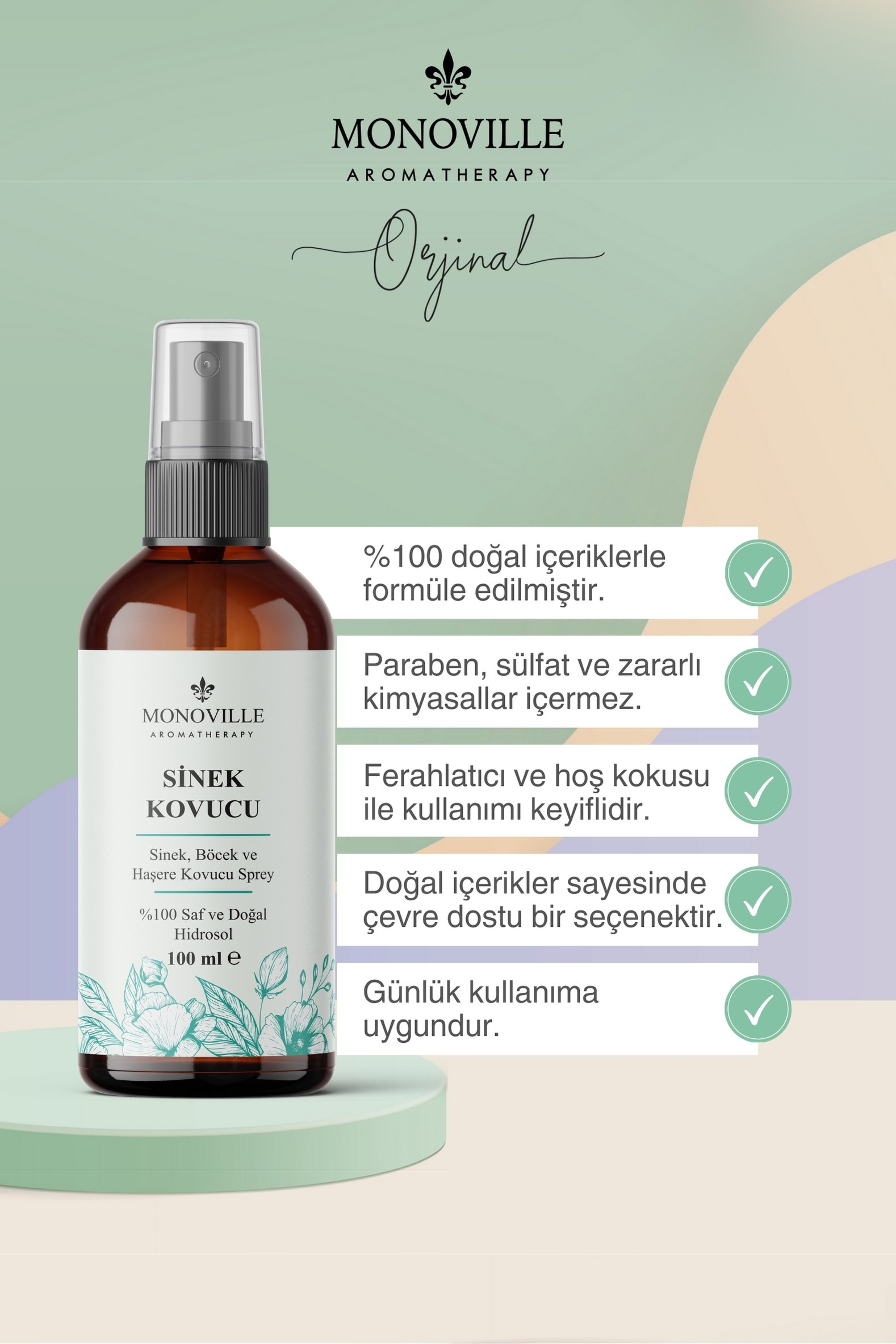 Monoville Sinek ve Böcek Kovucu Sprey 100 ml %100 Doğal (Fly and Insect Repellent Spray)