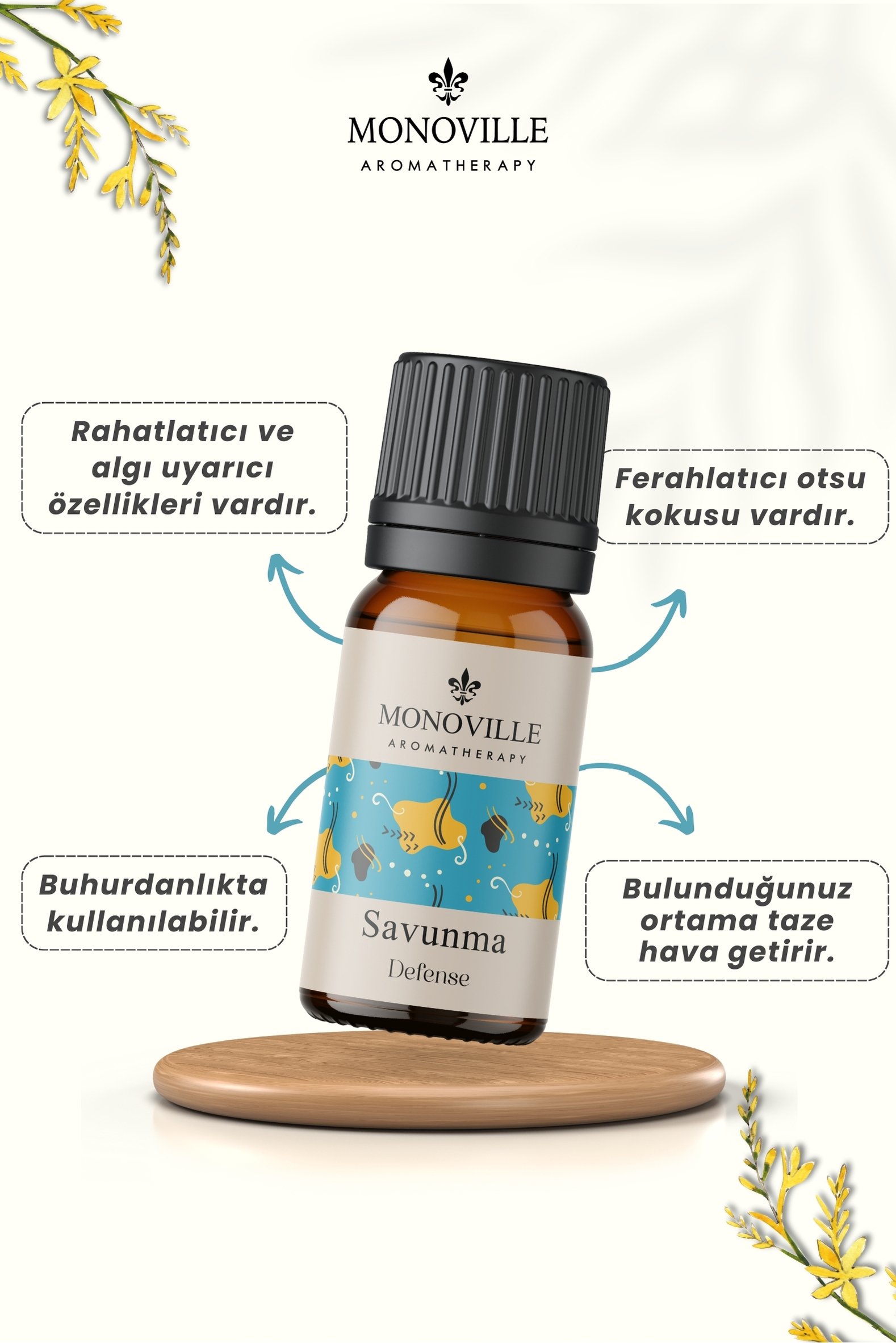 Monoville Savunma Uçucu Yağ Karışımı 10 ml %100 Doğal (Defence Essantial Oil Blend)