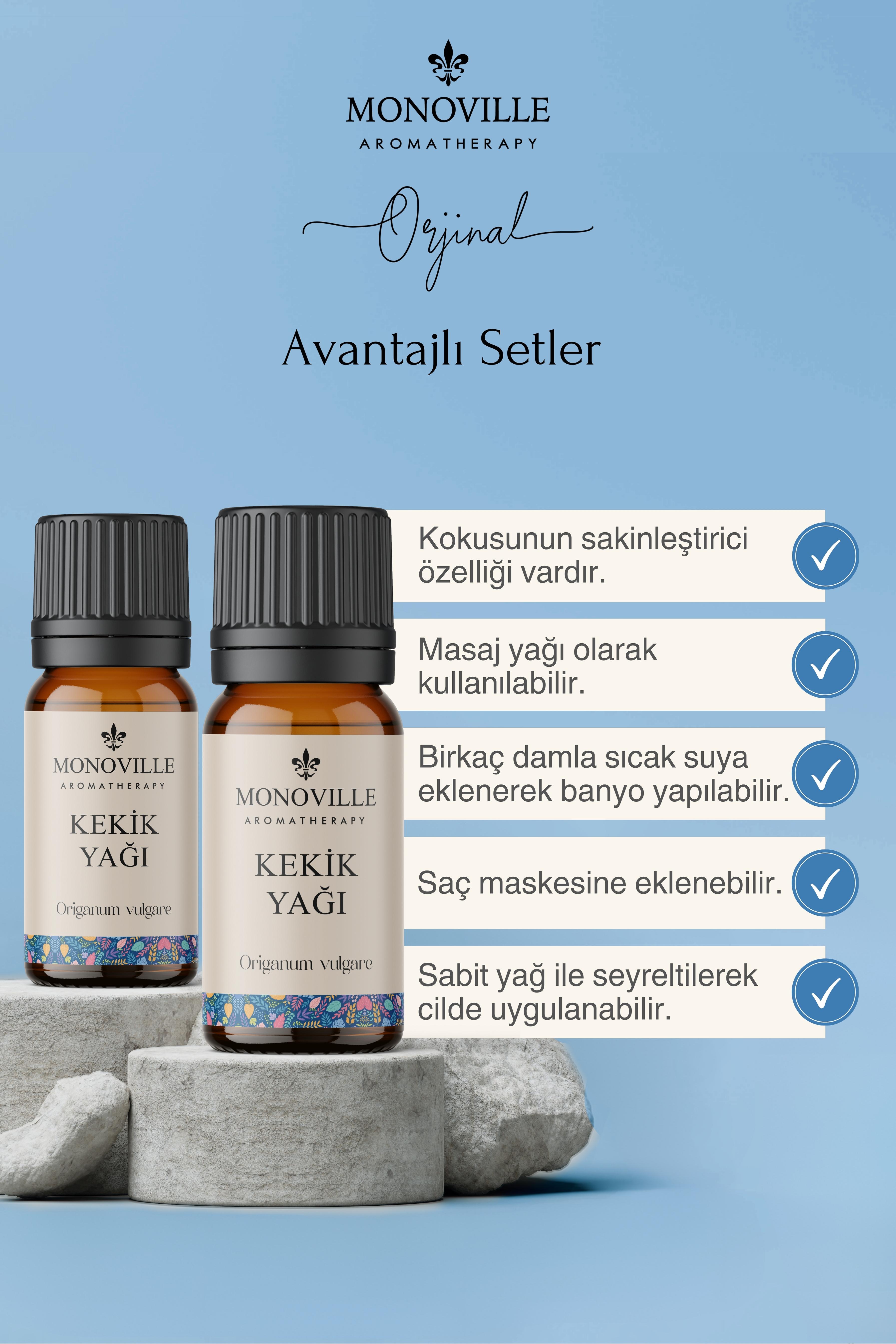 Monoville Kekik Uçucu Yağı 2'li Set %100 Saf Ve Doğal ( Oregano Essential Oil ) 2x10 ml