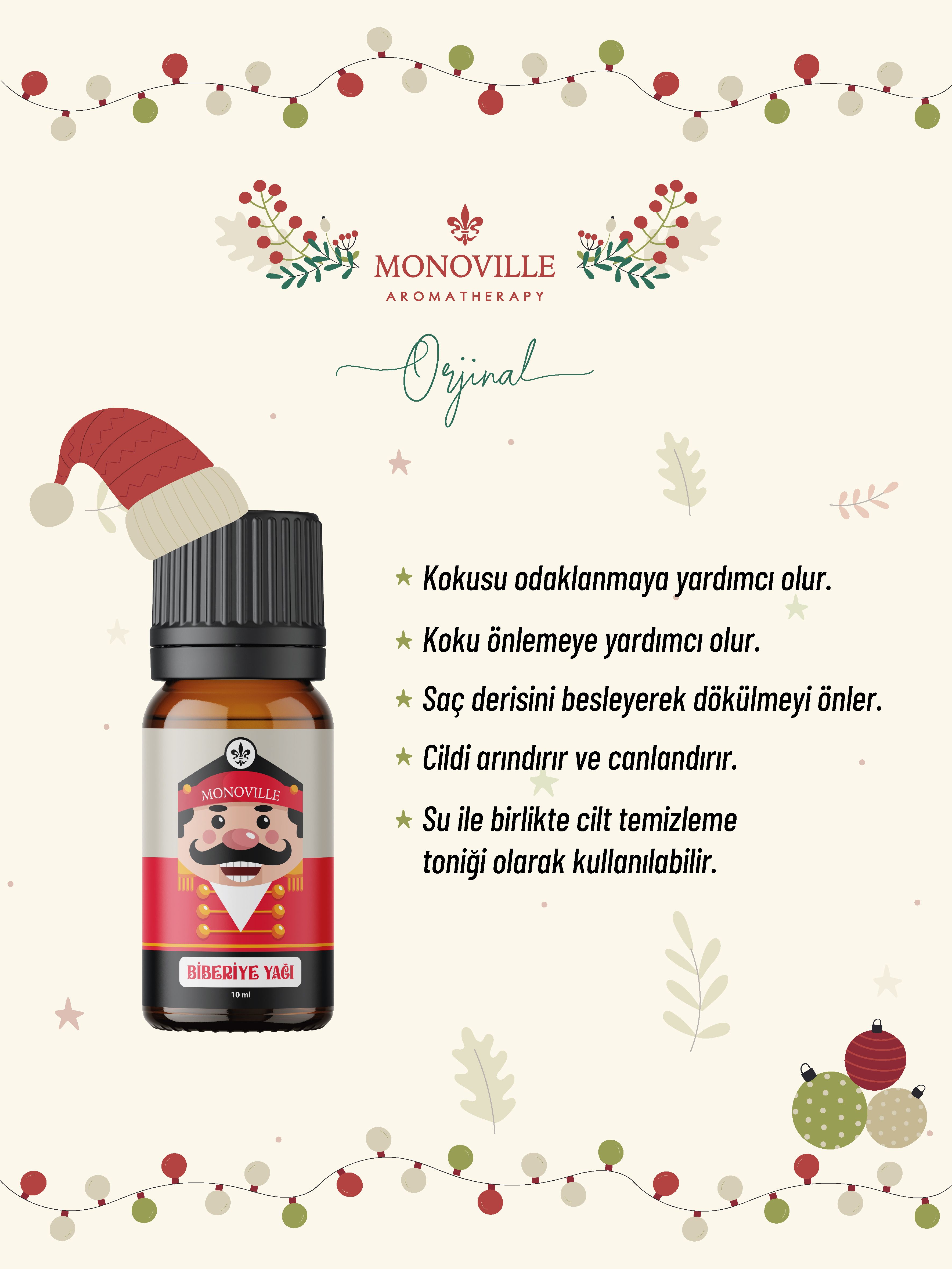 Monoville Biberiye Uçucu Yağı 10 ml %100 Saf Ve Doğal Yeni Yıl Hediye ( Rosemary Essential Oil )