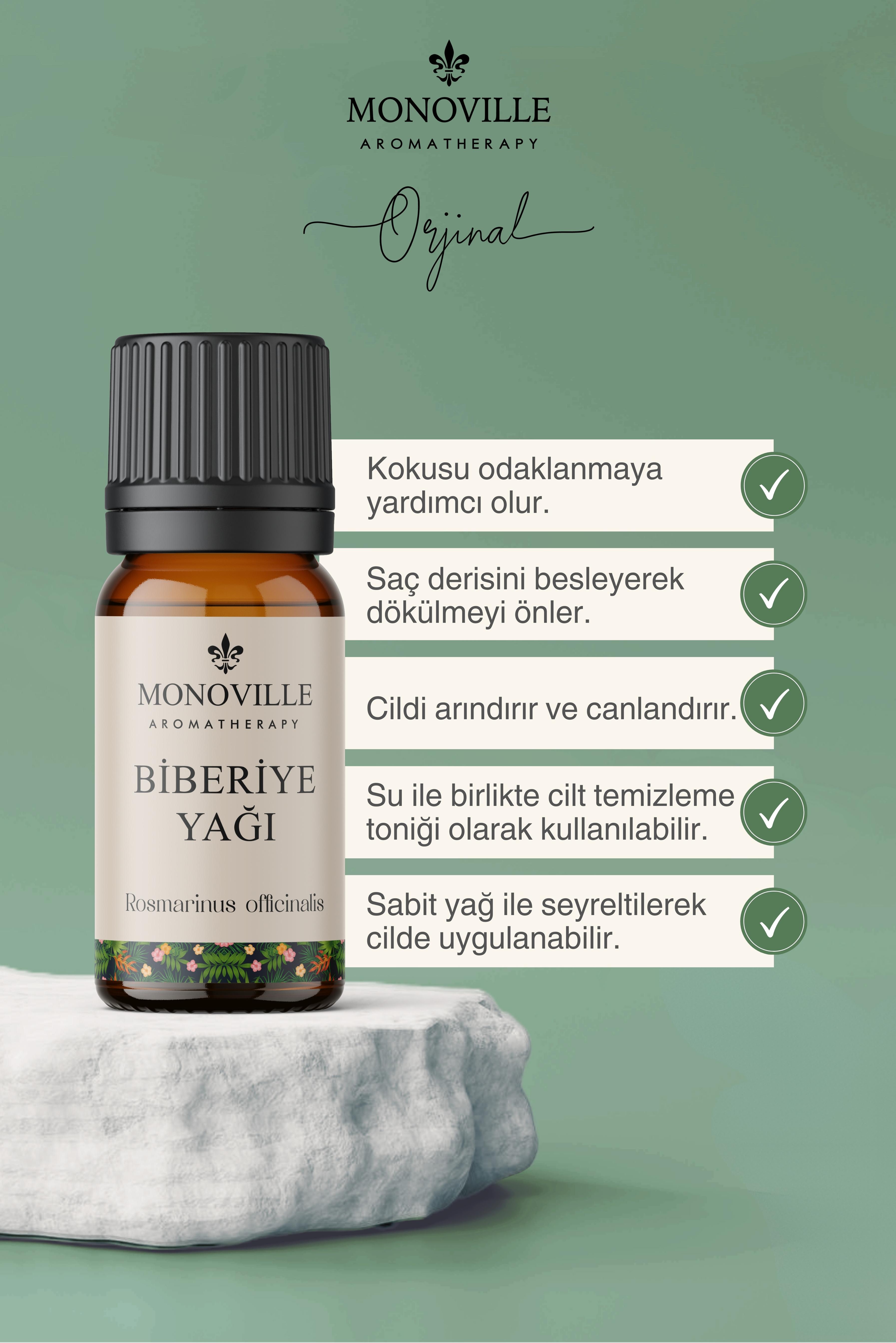 Monoville Biberiye Uçucu Yağı 10 ml %100 Saf Ve Doğal ( Rosemary Essential Oil )