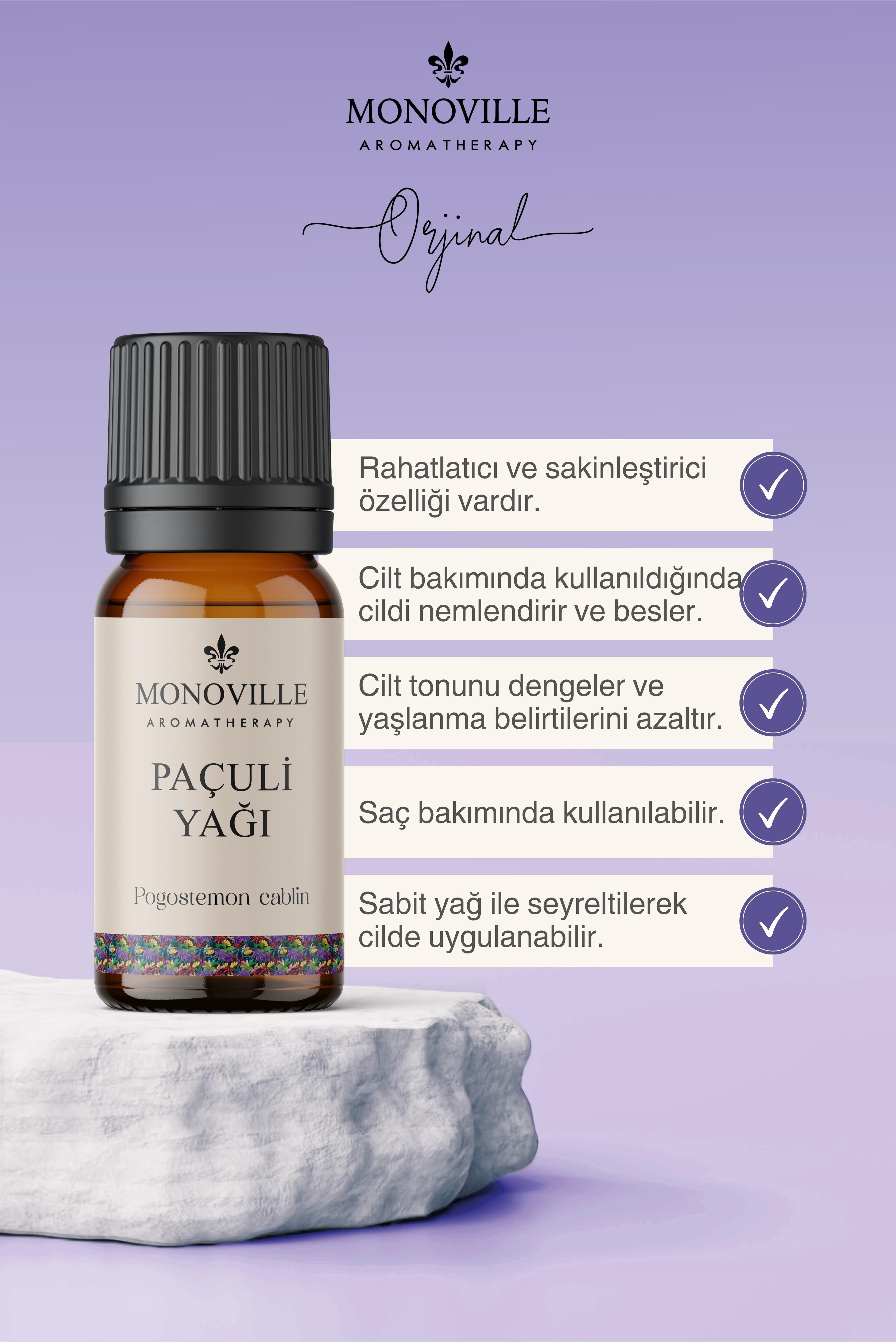 Monoville Paçuli Uçucu Yağı 10 ml %100 Saf ve Doğal ( Patchouli Essential Oil )