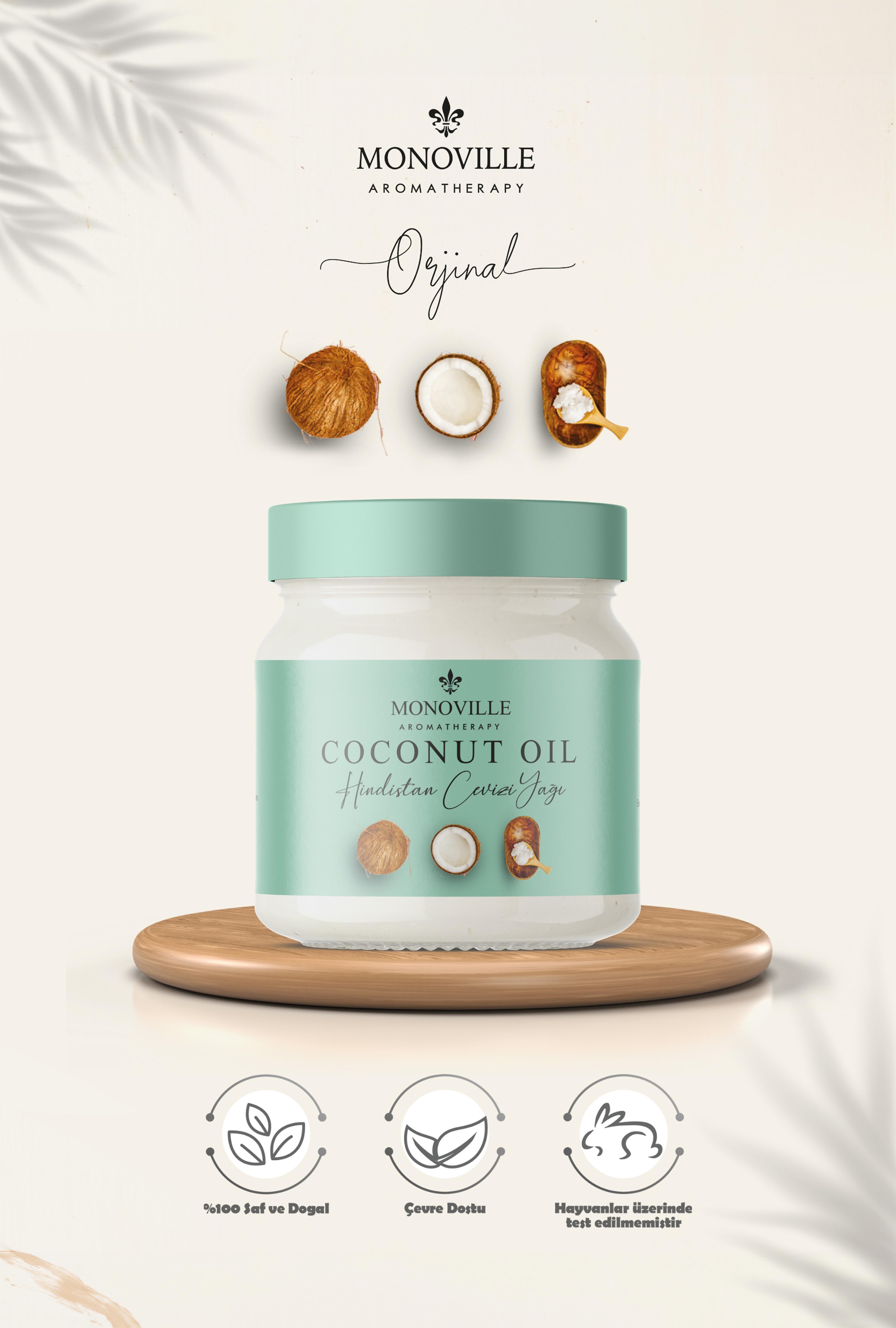 Monoville Hindistan Cevizi Yağı Soğuk Sıkım 200 ml (Pure Coconut Oil)