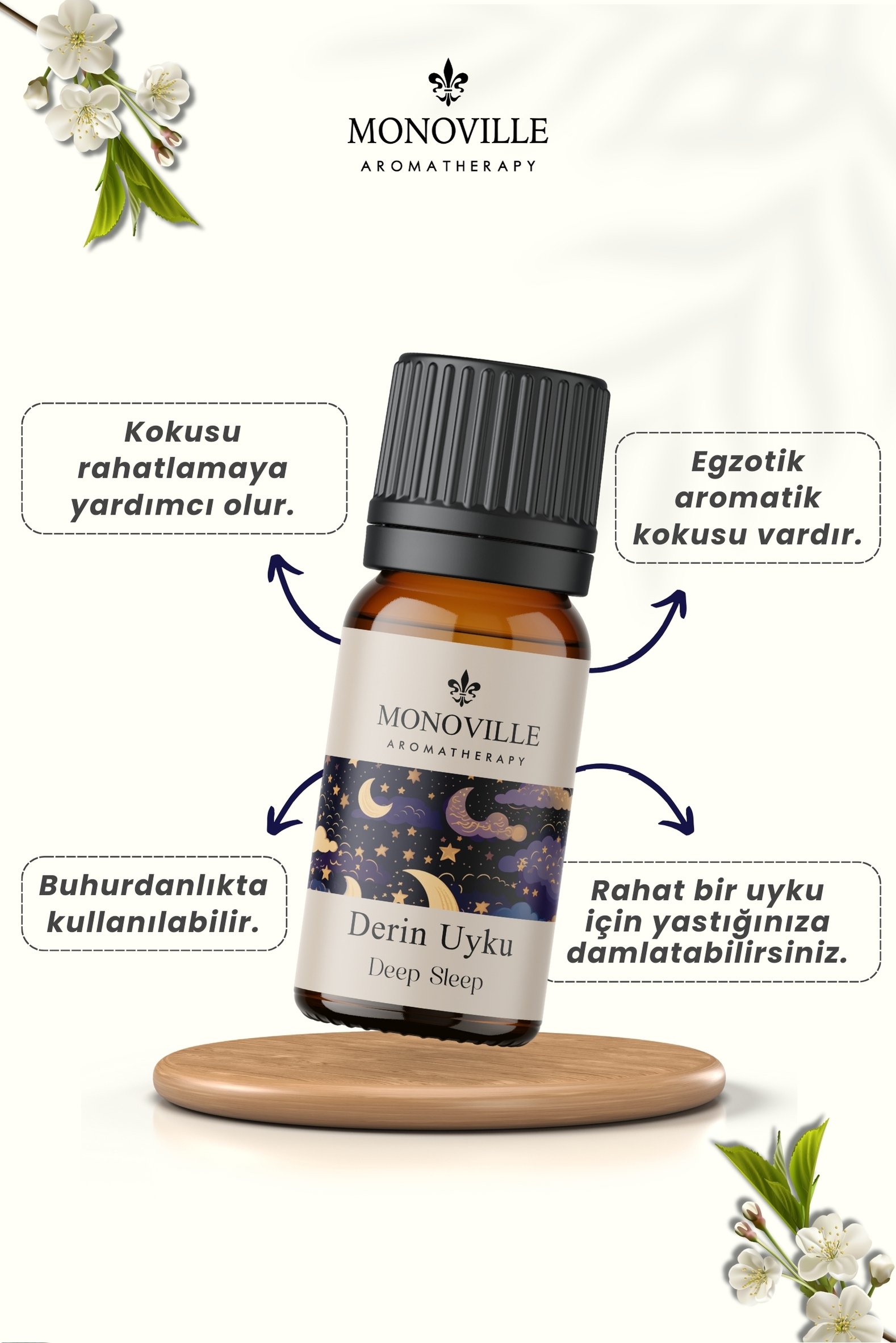 Monoville Derin Uyku Uçucu Yağ Karışımı 10 ml %100 Doğal (Deep Sleep Essantial Oil Blend)