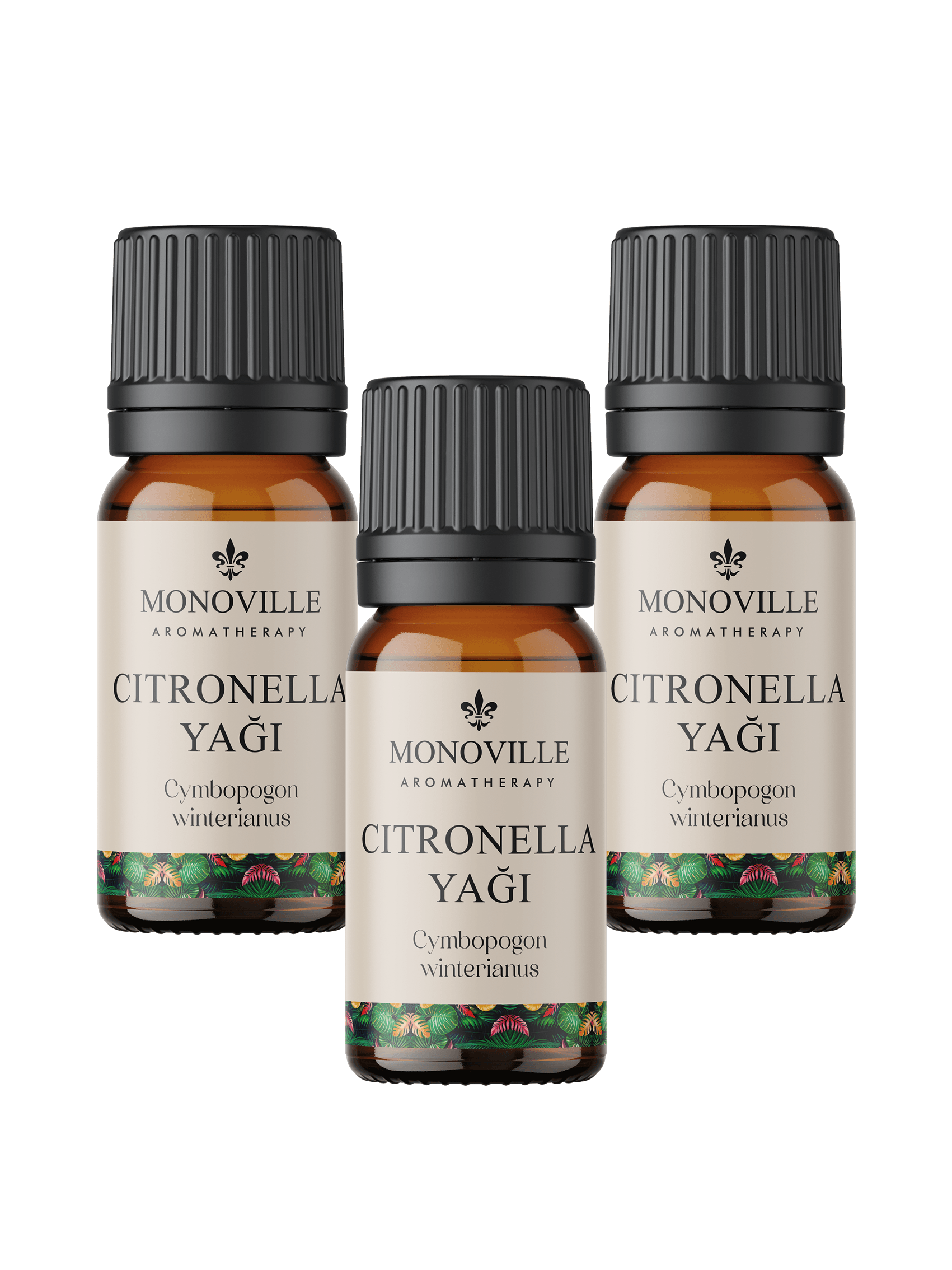 Monoville Citronella Uçucu Yağı 3'lü Set %100 Saf ve Doğal ( Citronella Essential Oil) 3x10 ml