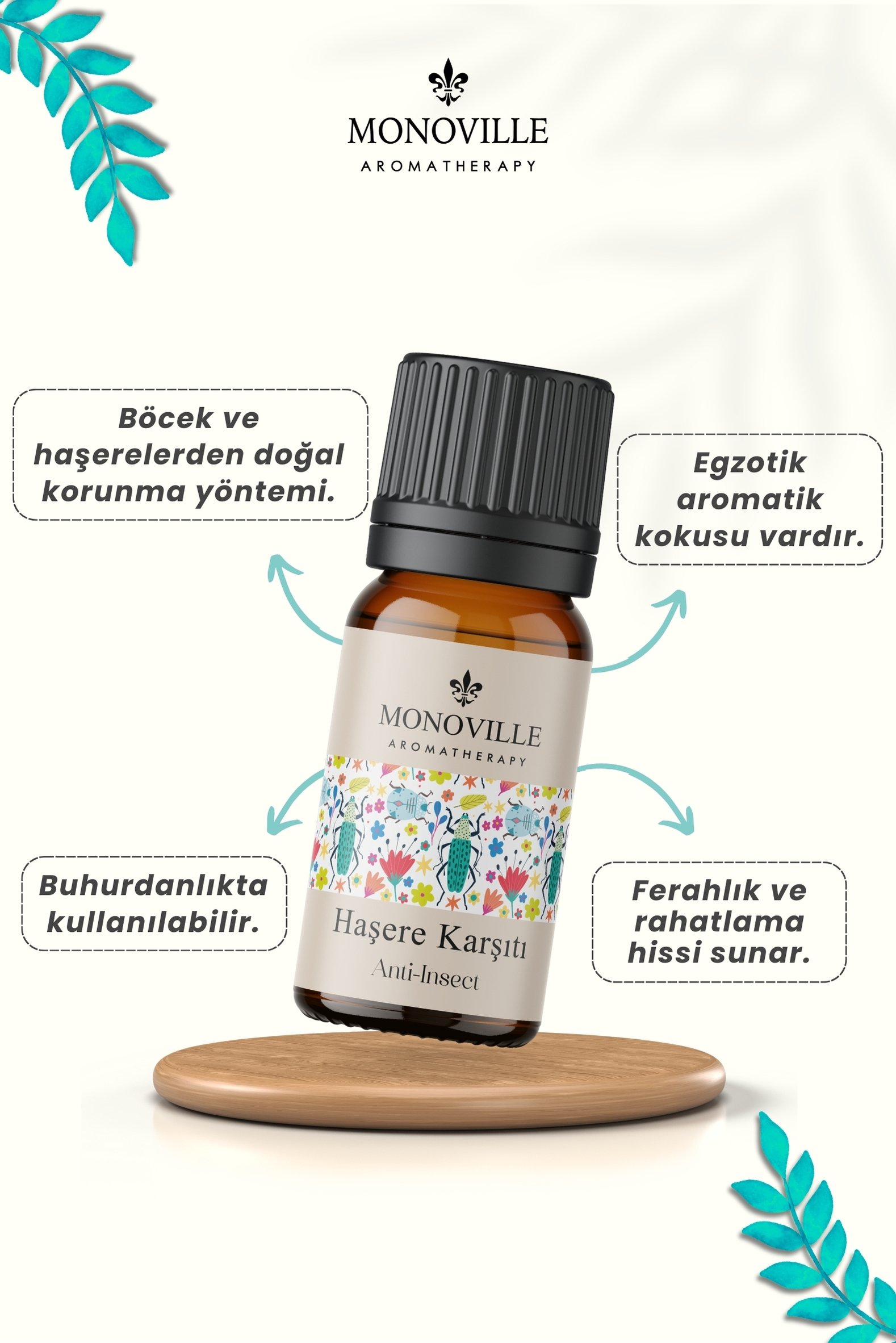 Monoville Haşere Karşıtı Uçucu Yağ Karışımı 10 ml %100 Doğal (Anti Insect Essantial Oil Blend)