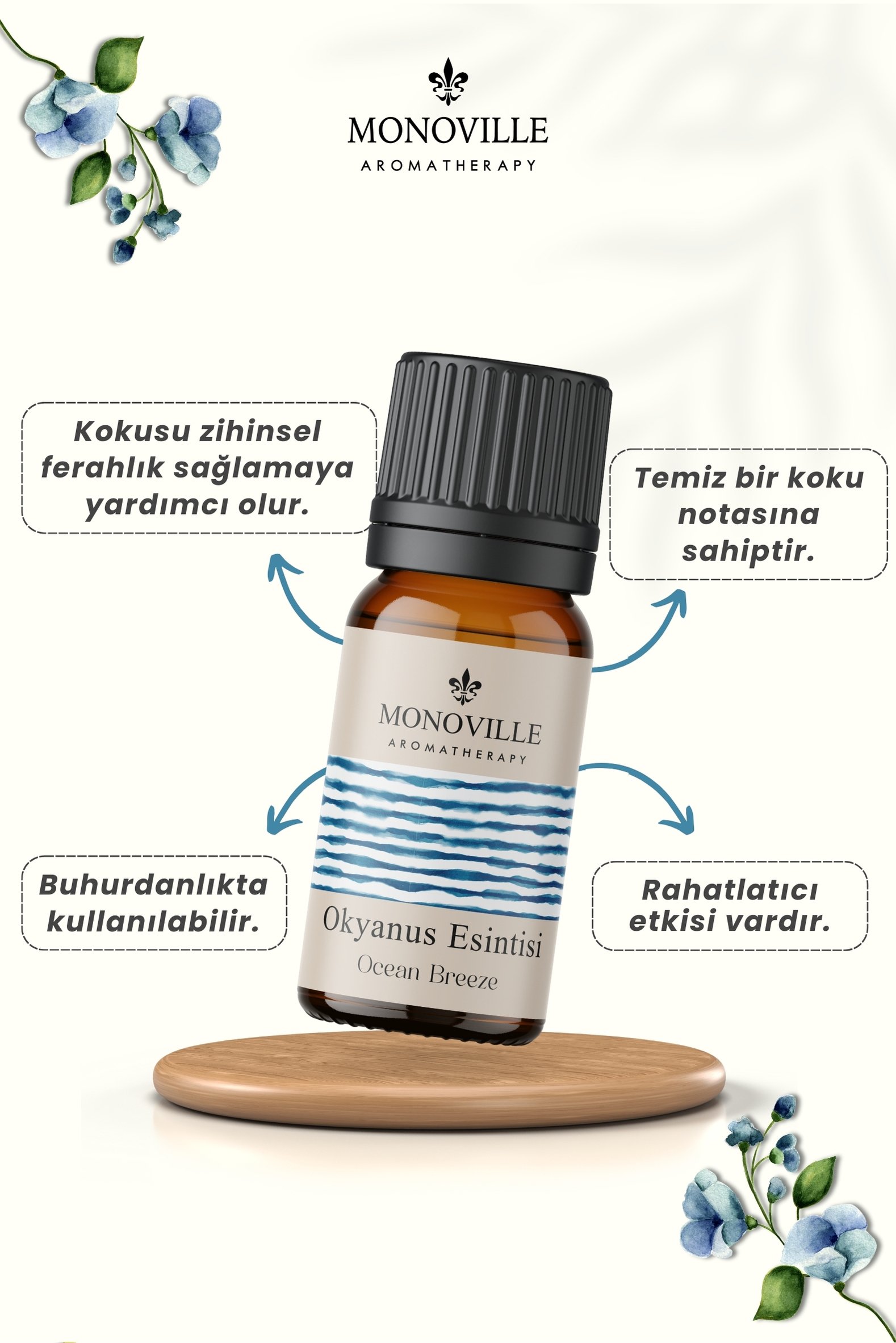 Monoville Okyanus Esintisi Uçucu Yağ Karışımı 10 ml %100 Doğal (Ocean Breeze Essantial Oil Blend)