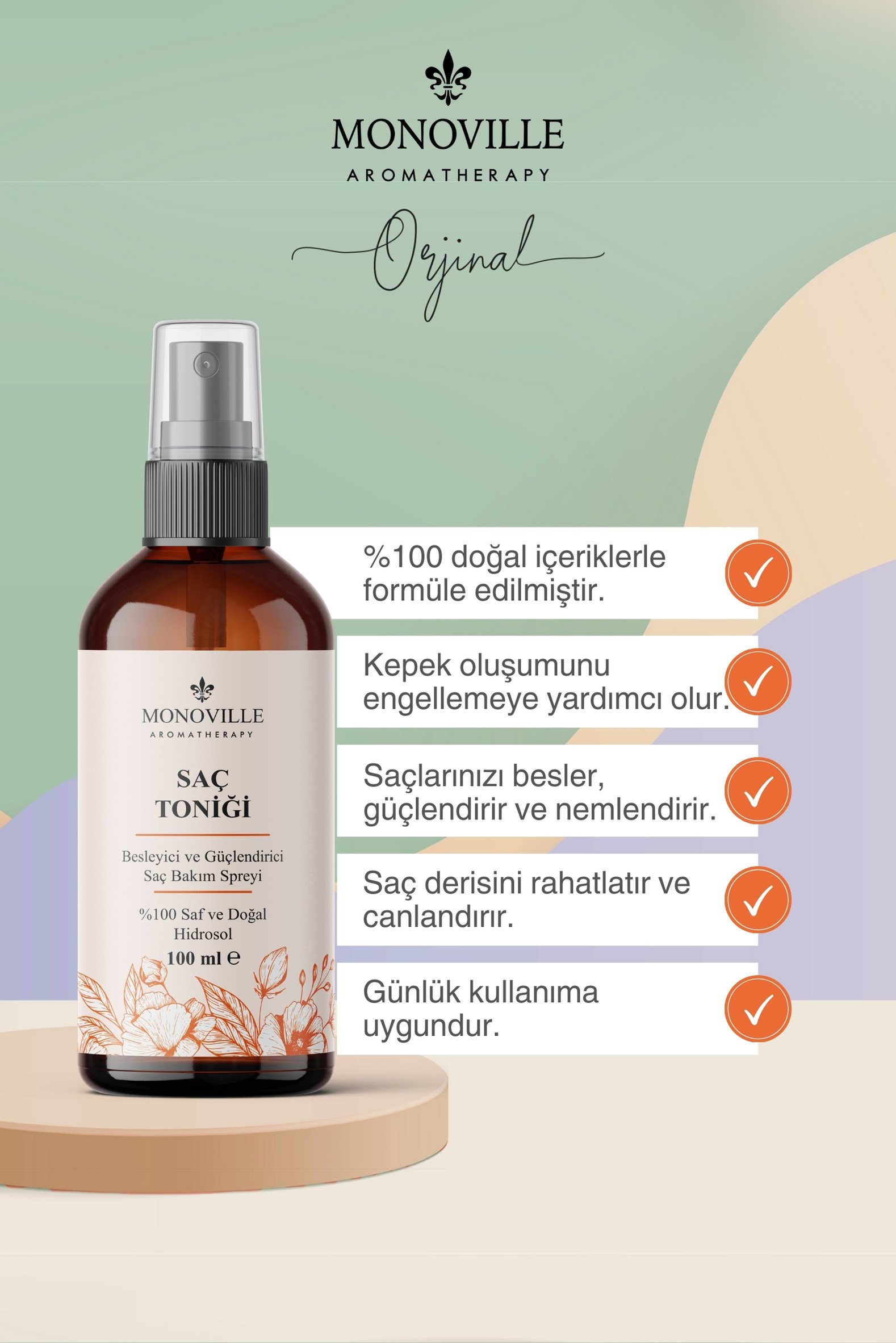 Monoville Besleyici Saç Toniği 100 ml %100 Doğal (Hair Growth Tonic)