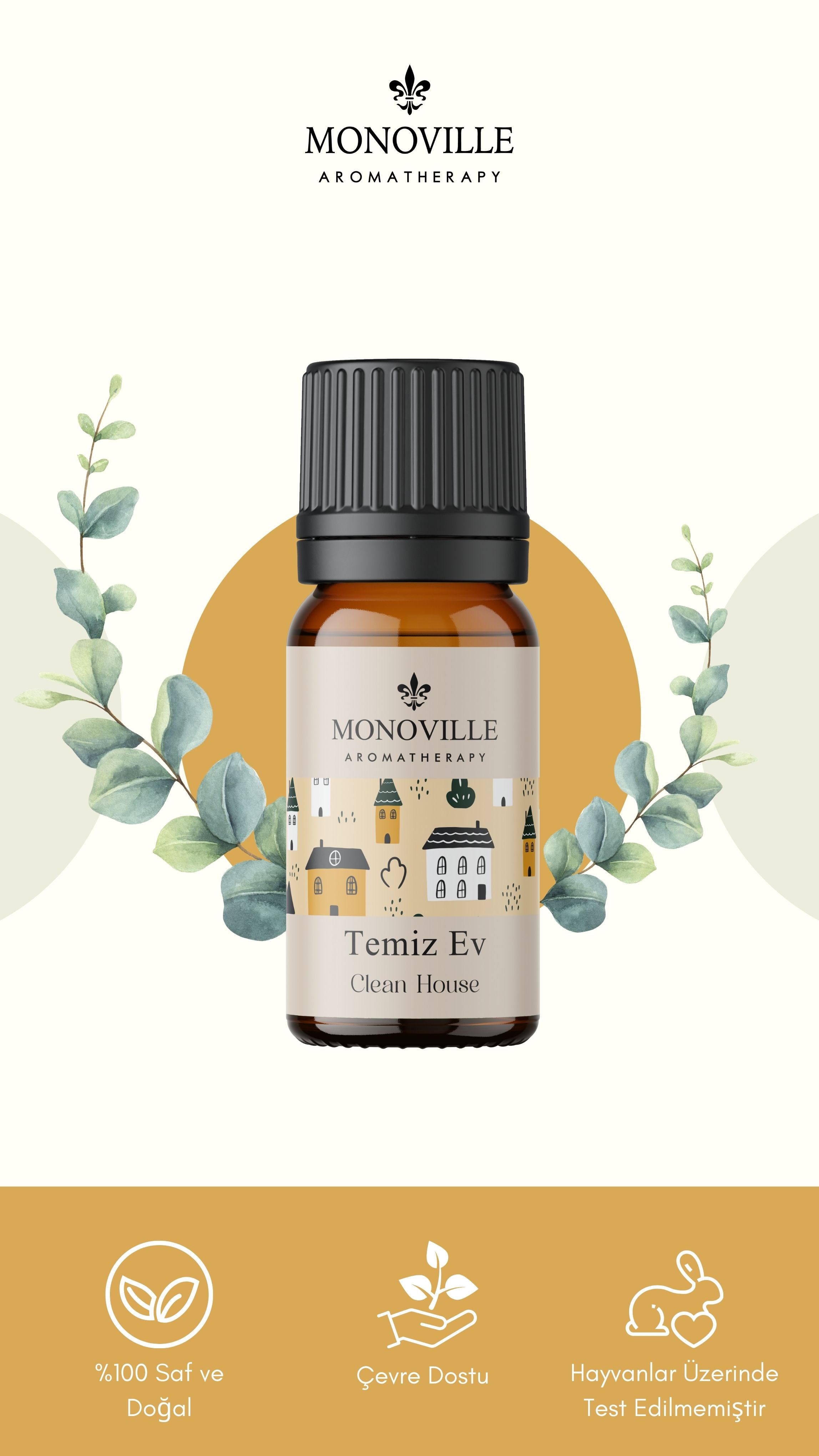 Monoville Temiz Ev Uçucu Yağ Karışımı 10 ml %100 Doğal (Clean House Essantial Oil Blend)