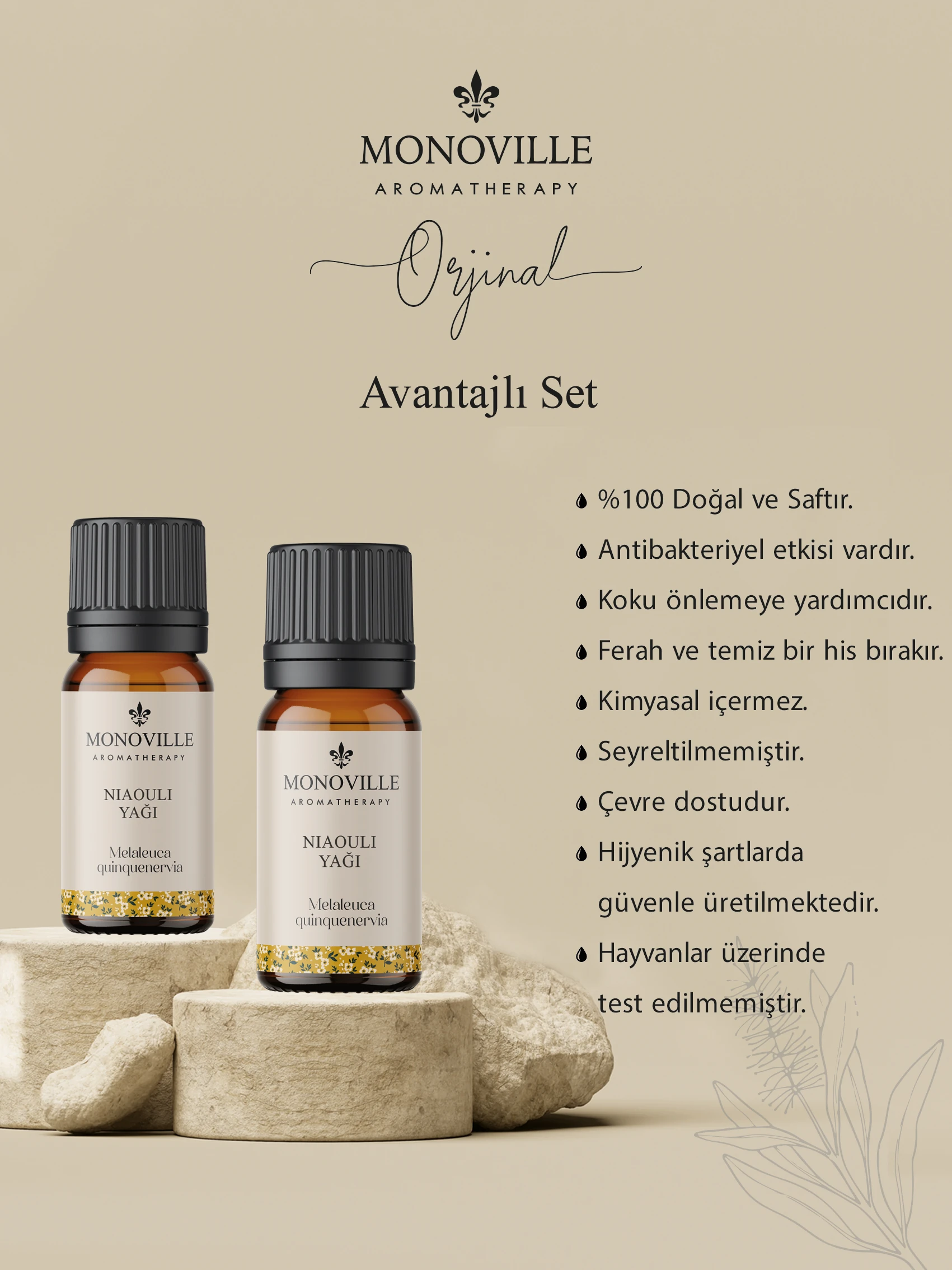 Nioli Uçucu Yağı 2'li Set %100 Saf ve Doğal (Niaouli Essential Oil) 2x10 ml