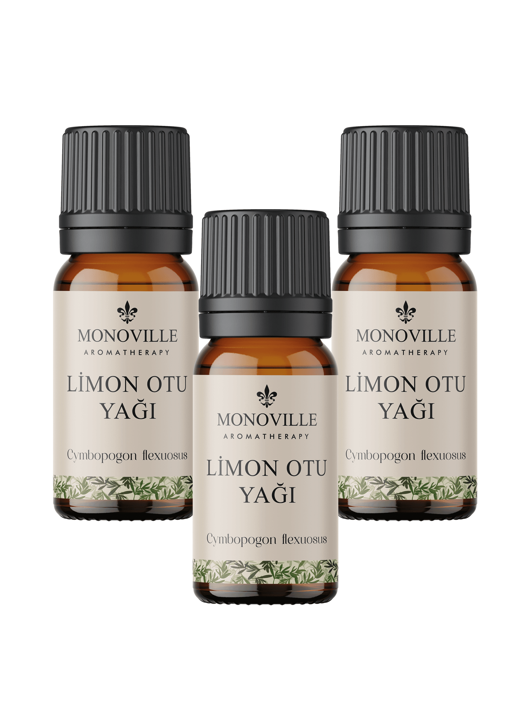 Monoville Limon Otu Uçucu Yağı 3'lü Set %100 Saf ve Doğal ( Lemongrass Essential Oil) 3x10 ml