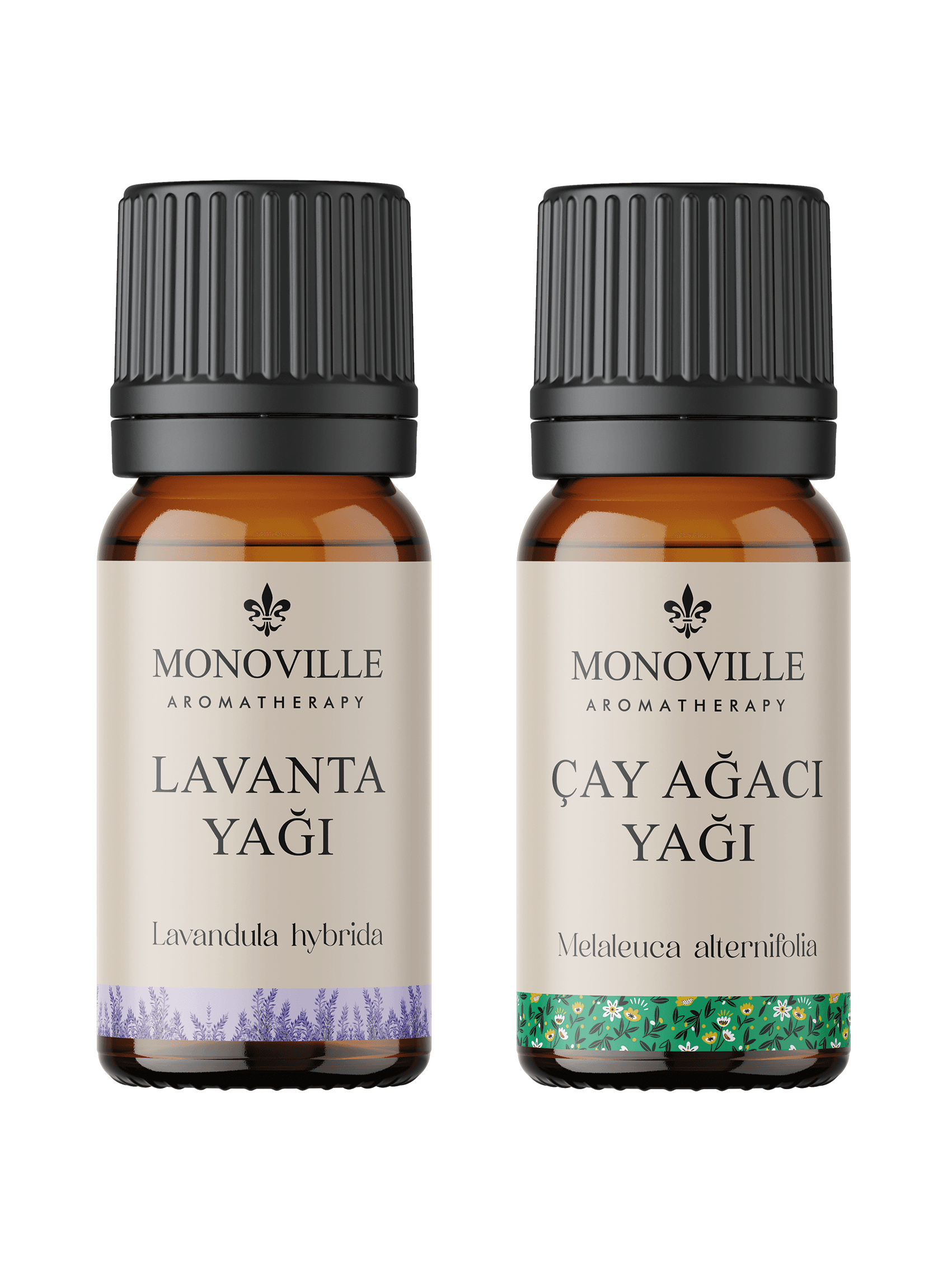 Monoville Lavanta Yağı 10 ml, Çay Ağacı Yağı 10 ml 2'li Set %100 Saf ve Doğal ( Lavender And Tea Tree Oil )