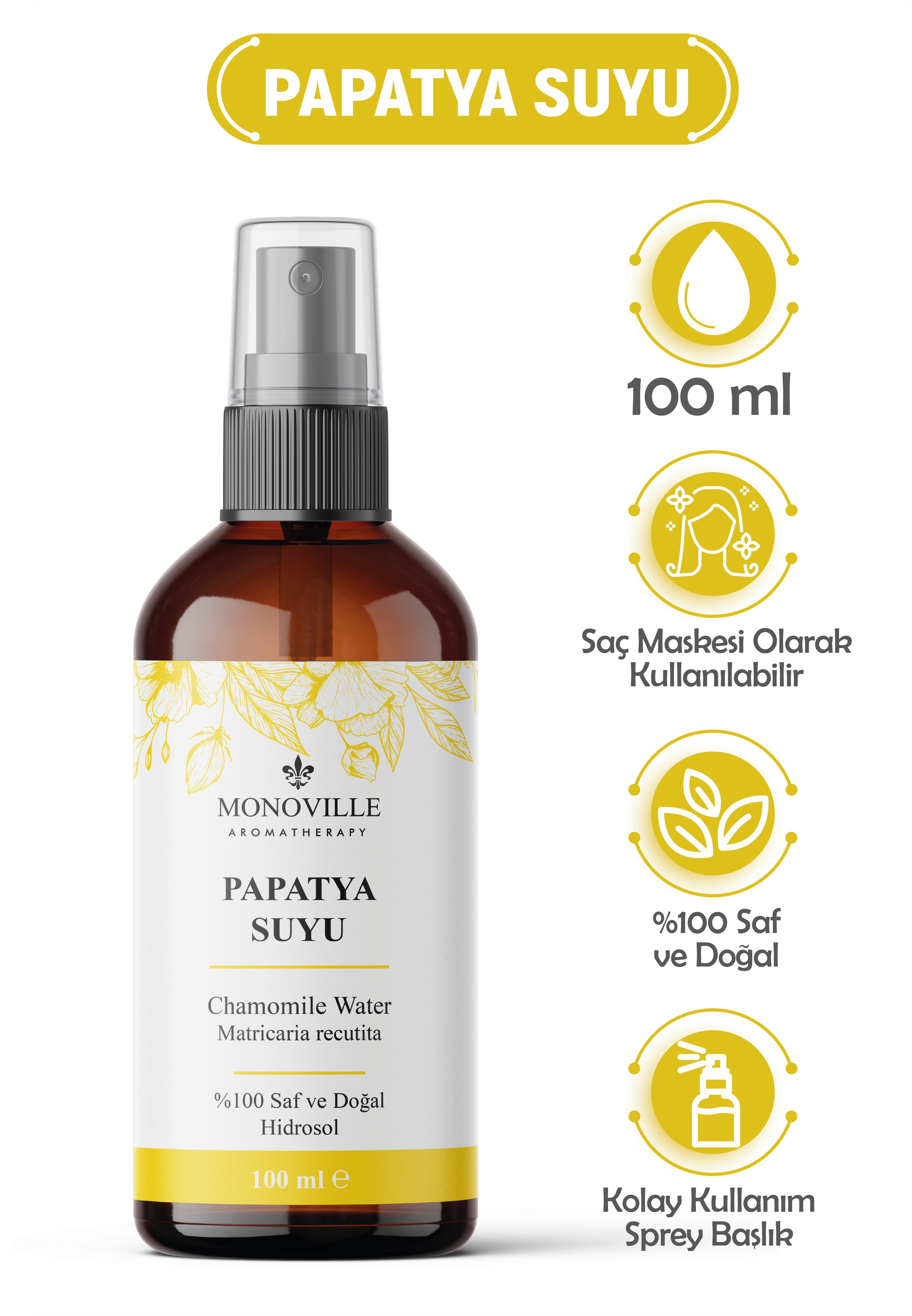 Monoville Papatya Suyu 100 ml Cam Şişe %100 Saf ve doğal (Chamomile Water)