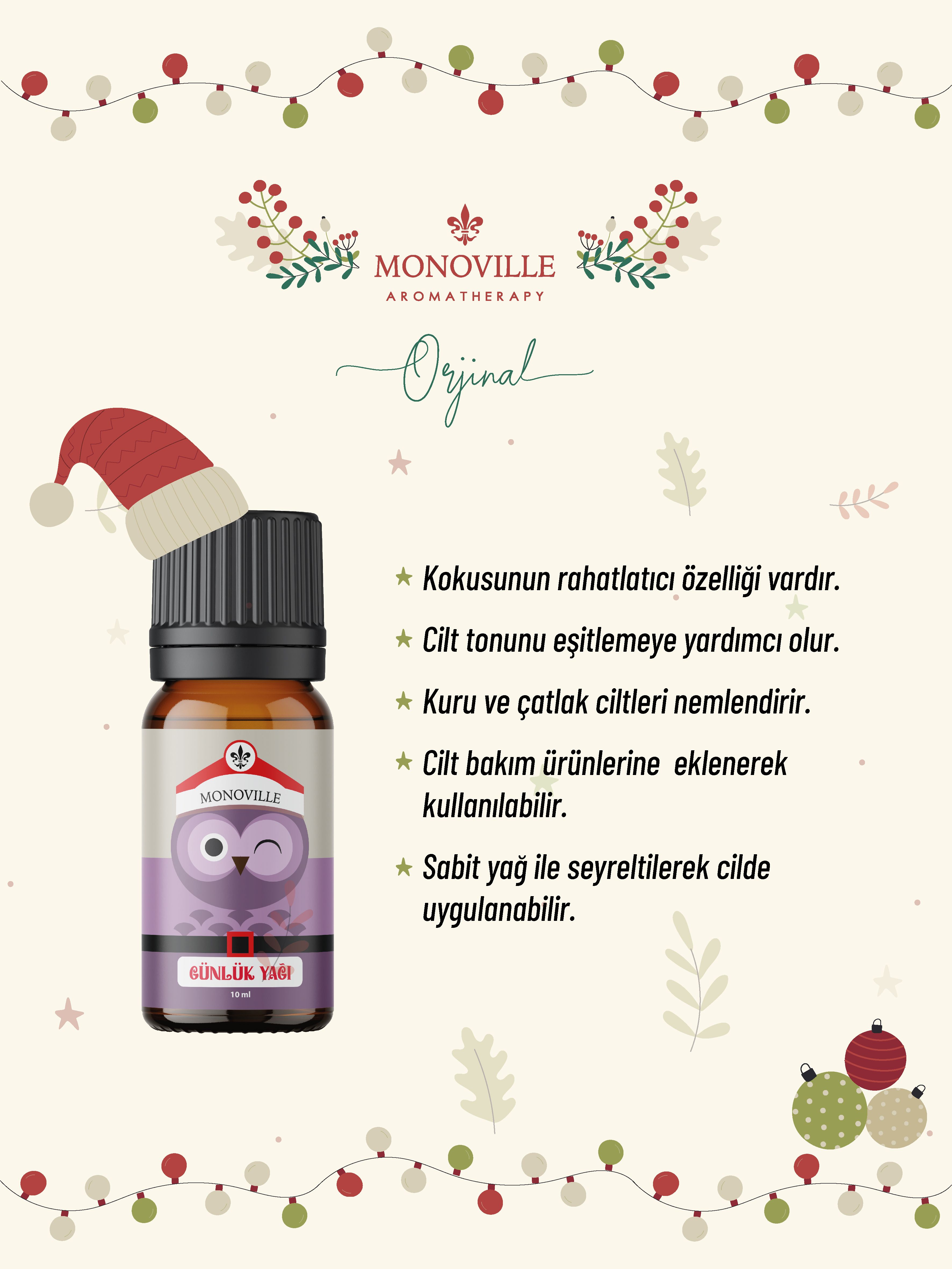 Monoville Günlük Uçucu Yağı 10 ml % 100 Saf ve Doğal Yeni Yıl Hediye ( Frankincense Essential Oil )